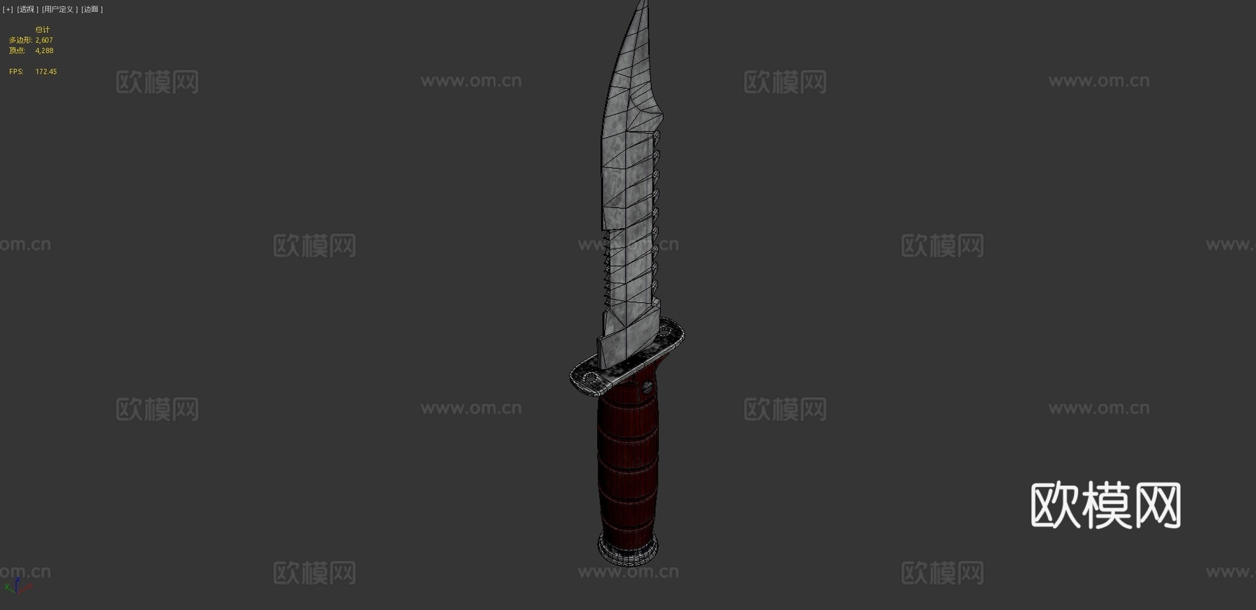 军刀低多边形3d模型下载（渲染图4）