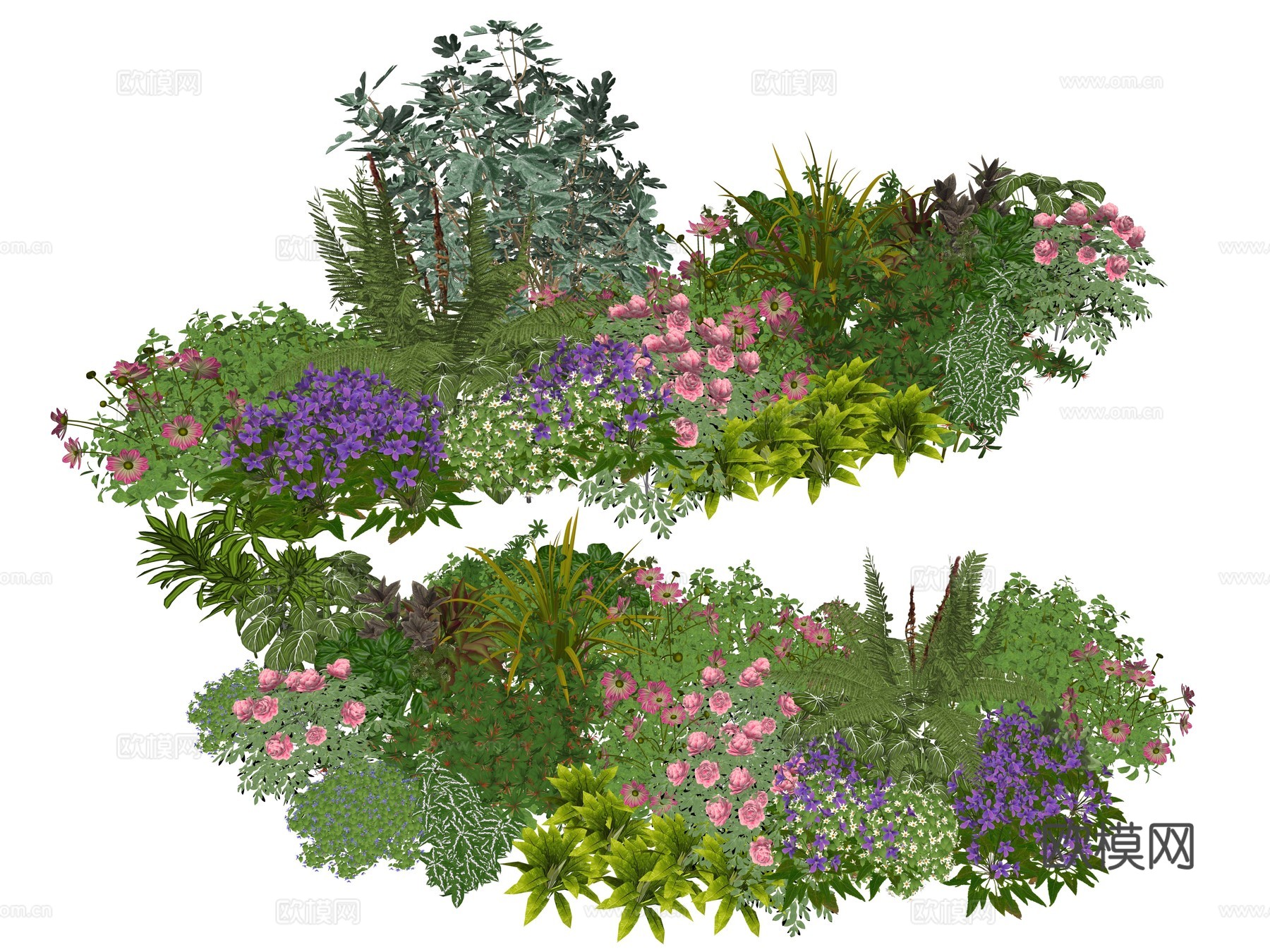 现代庭院景观植物组合su模型下载