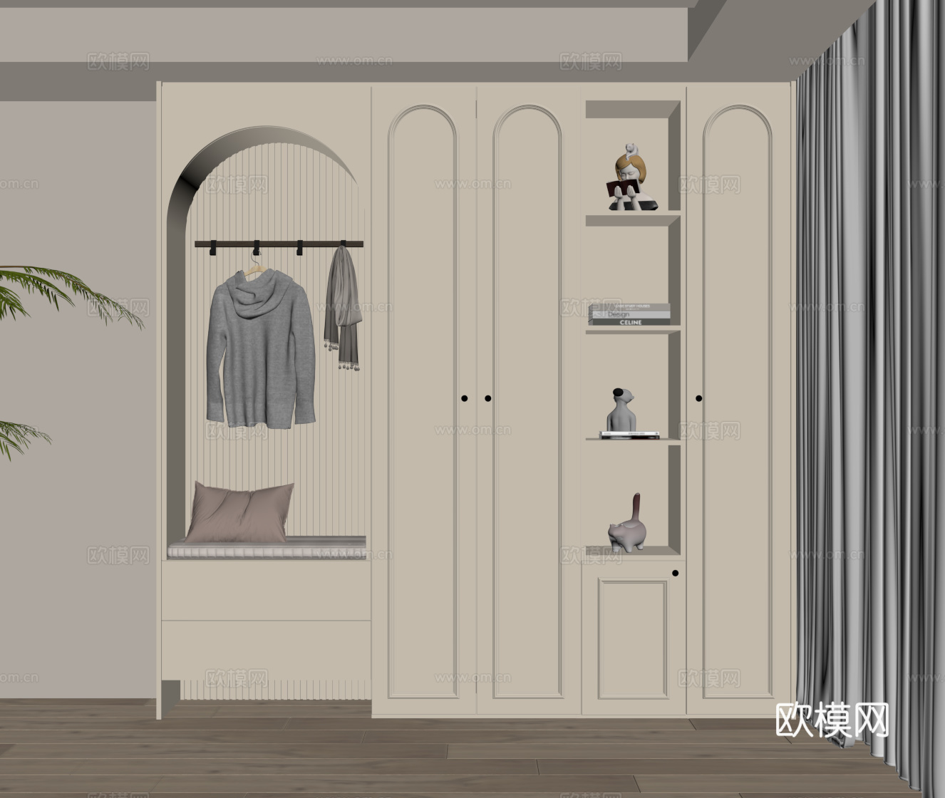 法式中古风鞋柜 入户鞋柜su模型