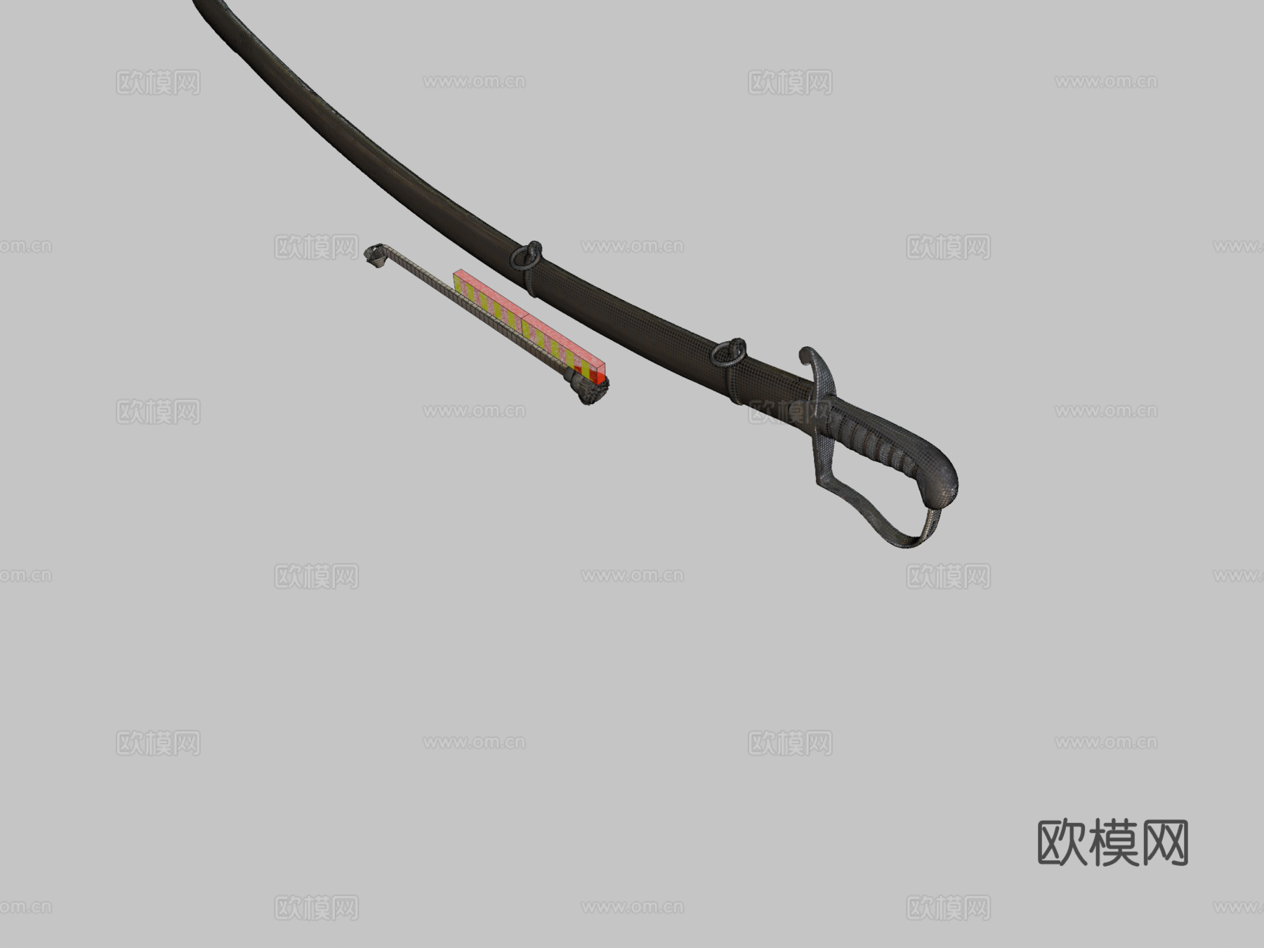 年轻骑兵军刀军官3d模型下载（渲染图2）