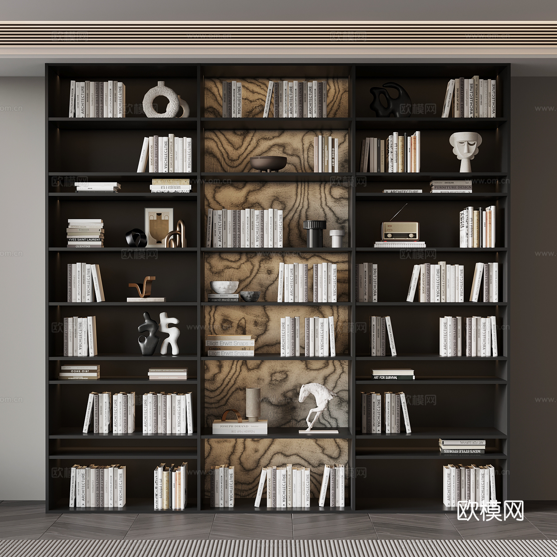 现代意式书柜su模型