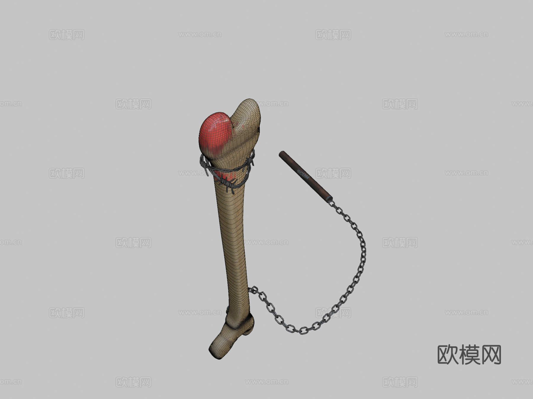骨节棍3d模型下载（渲染图2）