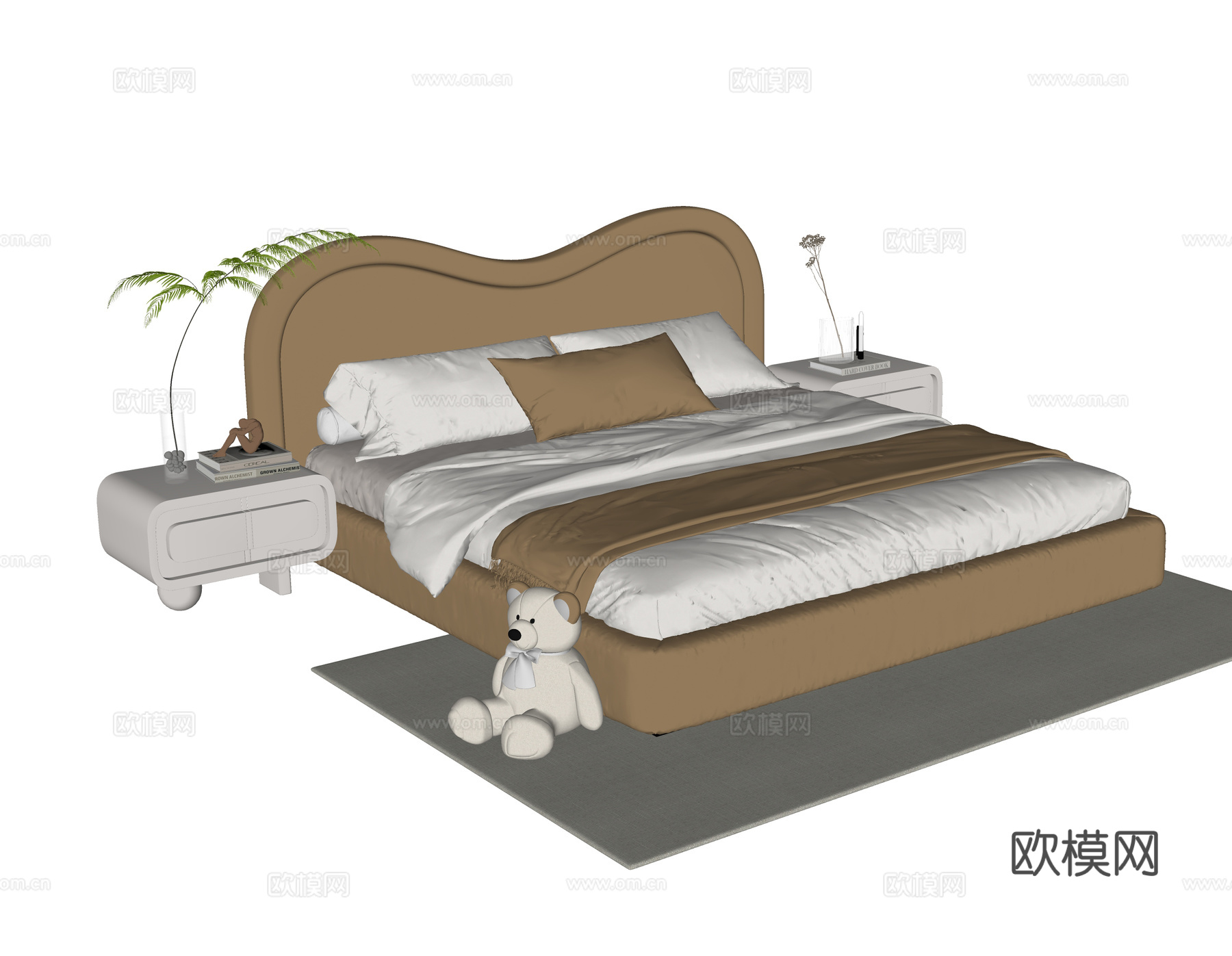 现代儿童床 儿童床头柜su模型