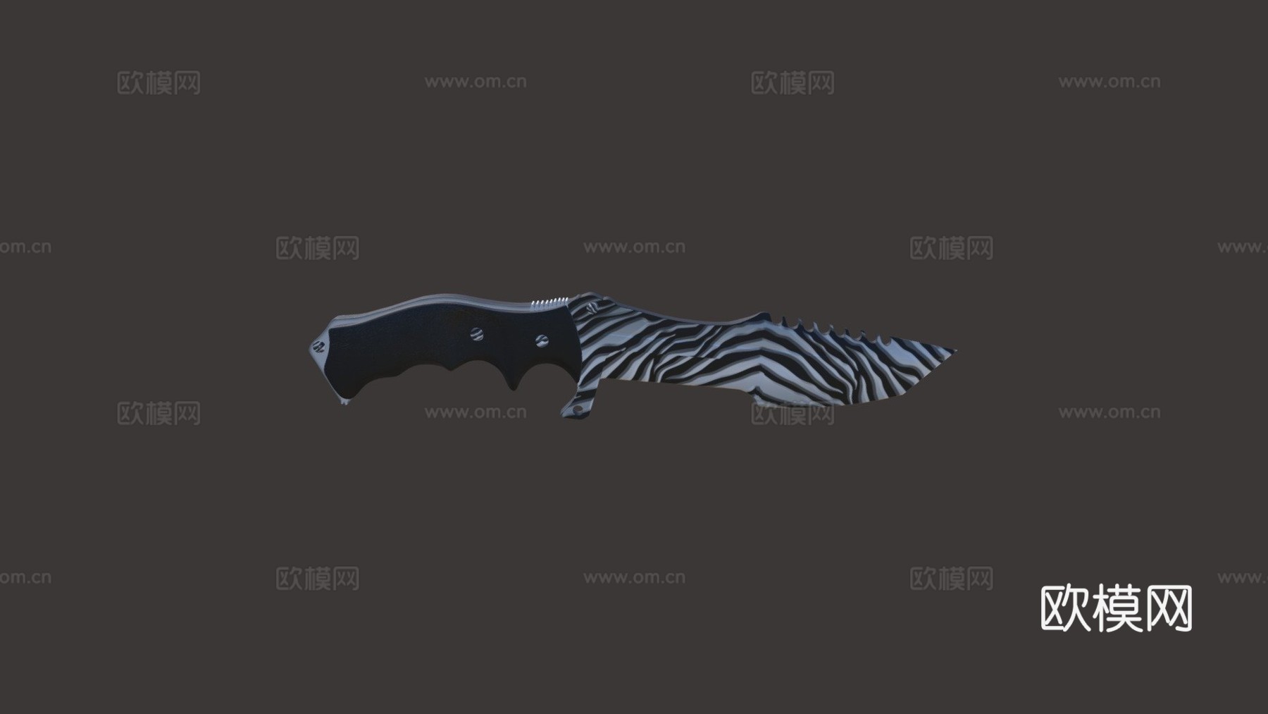 猎人刀擦伤银3d模型下载（渲染图1）