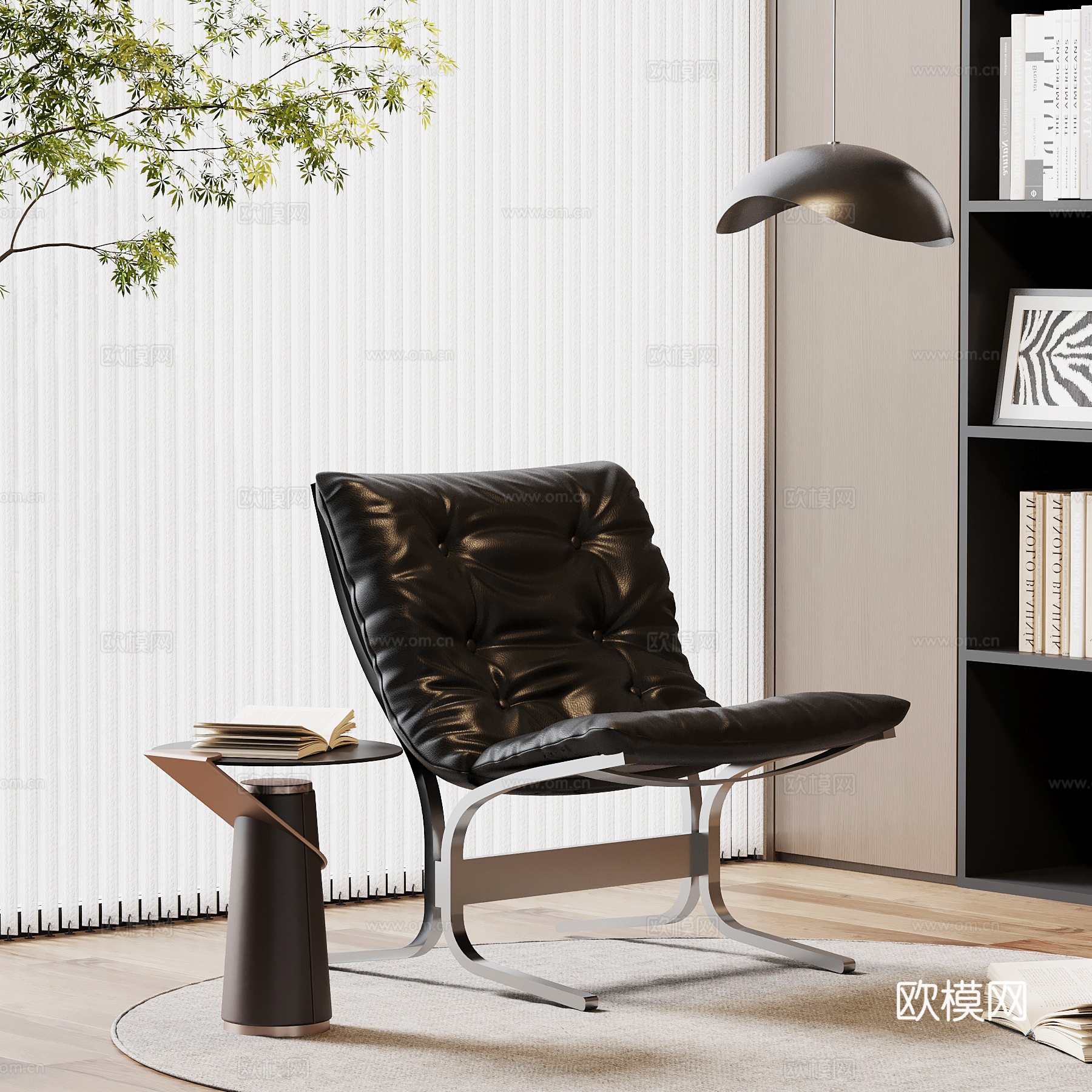 现代意式休闲椅 边几su模型