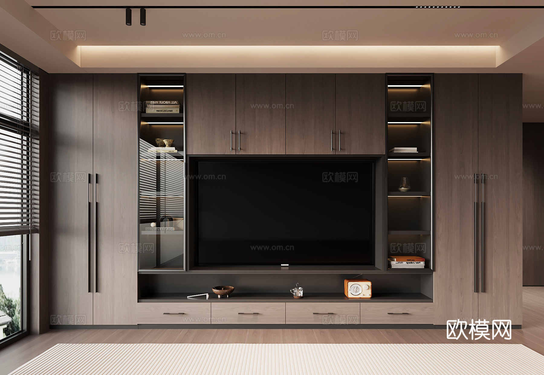 现代意式电视背景墙su模型