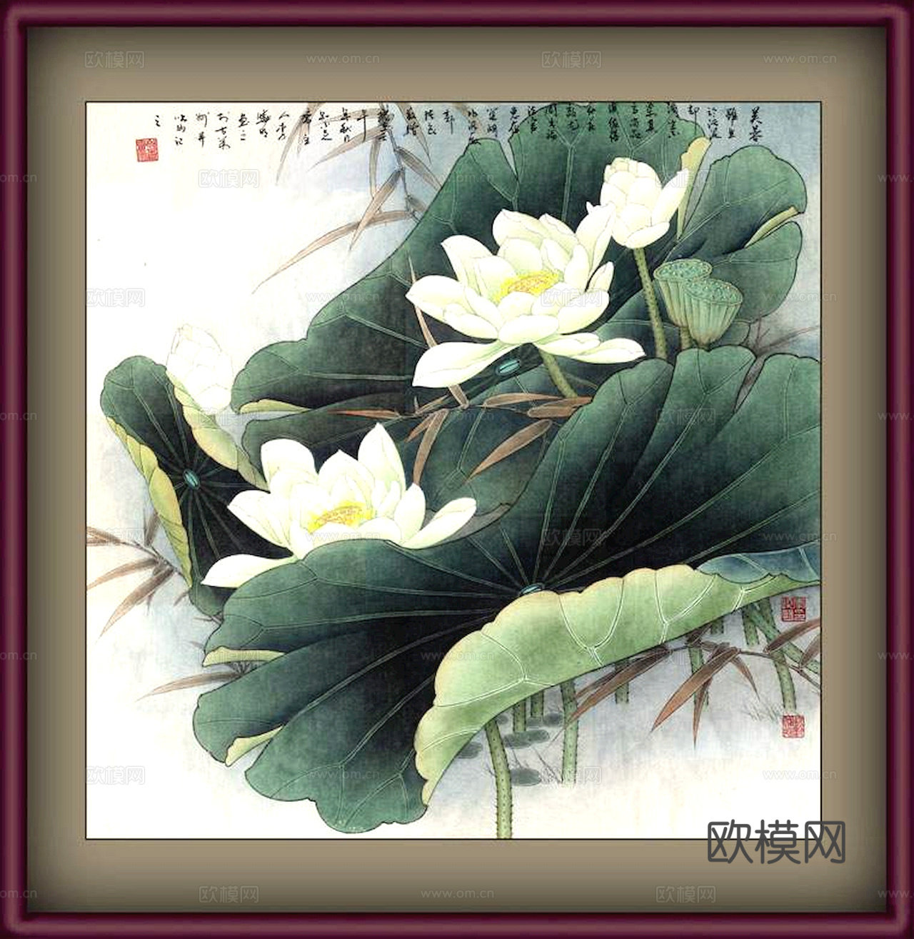 中式新中式挂画壁画水墨字画山水花鸟背景墙壁纸装饰画抽象画油画下载