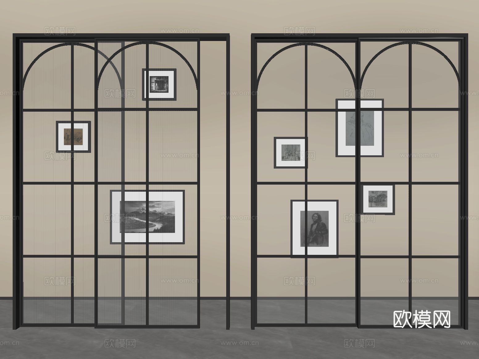 法式推拉门 阳台推拉门 厨房推拉门 玻璃推拉门su模型