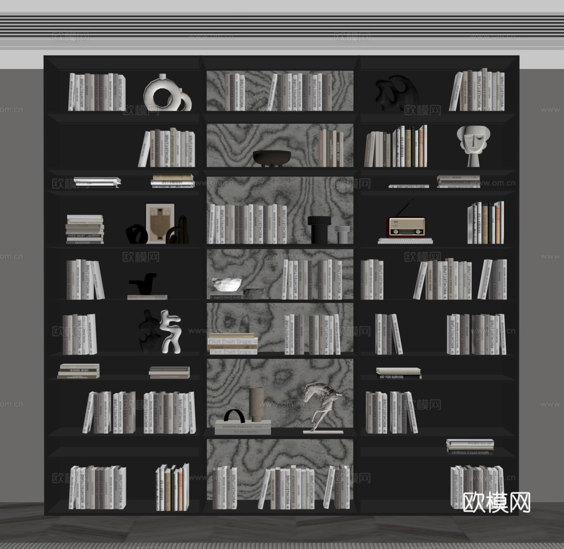 现代意式书柜su模型