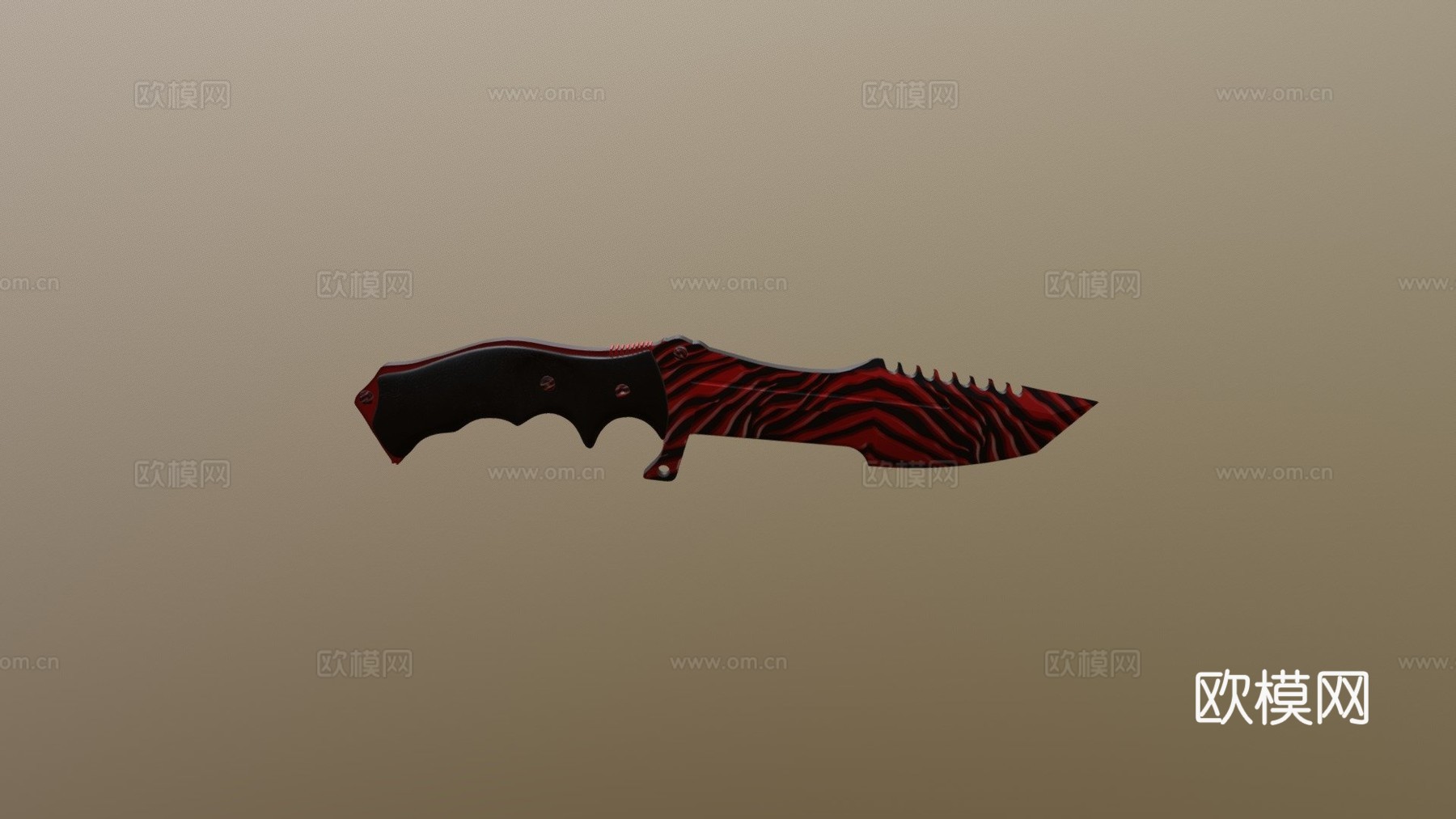 猎人刀擦伤红3d模型下载（渲染图1）