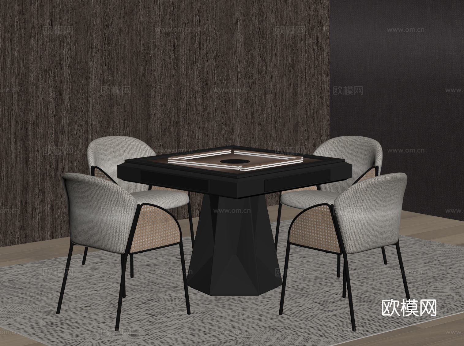 现代麻将桌su模型