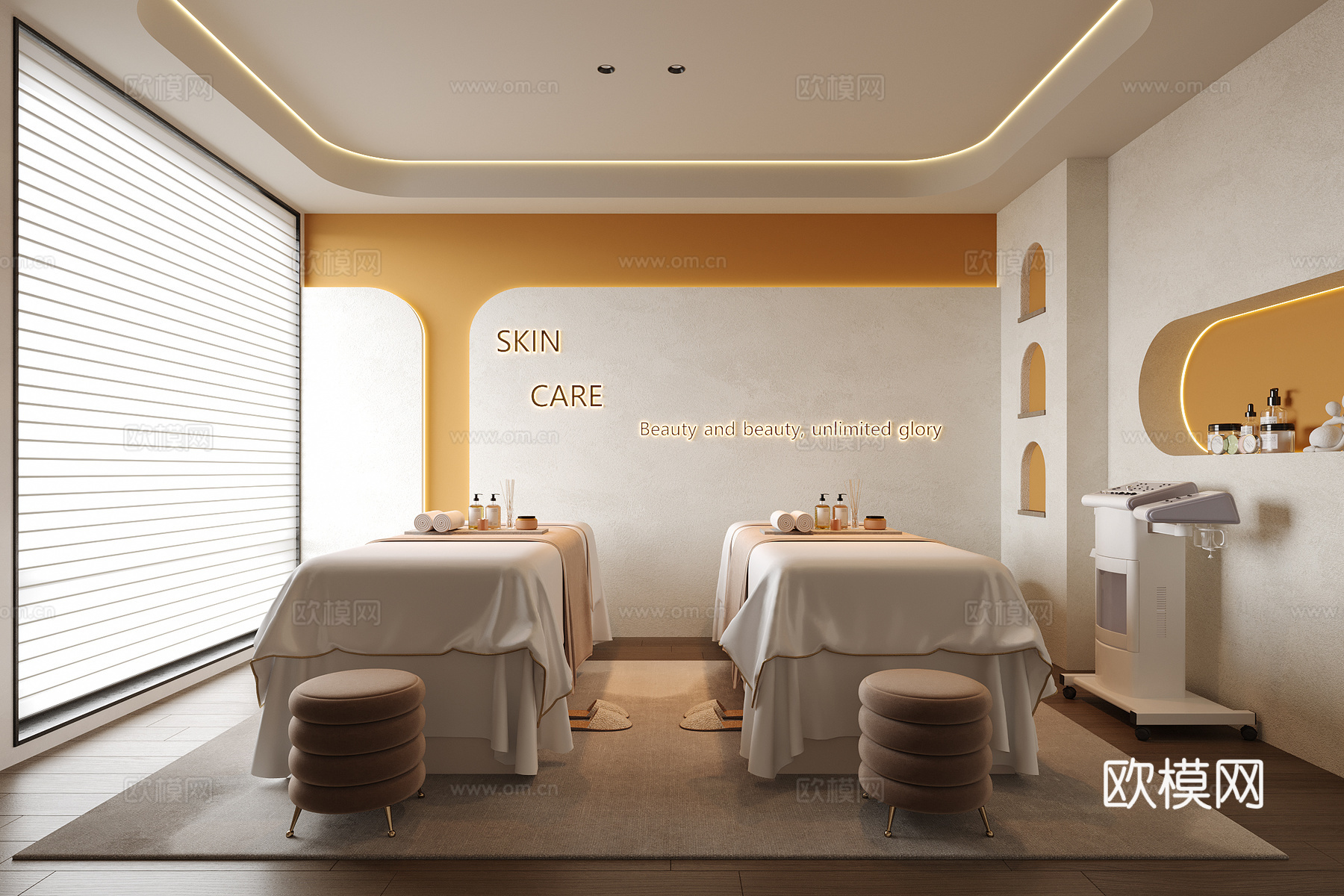 现代spa包房su模型