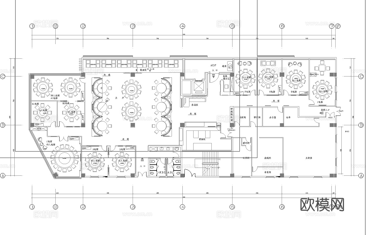 1000平中餐厅  最新平面施工图合集cad施工图