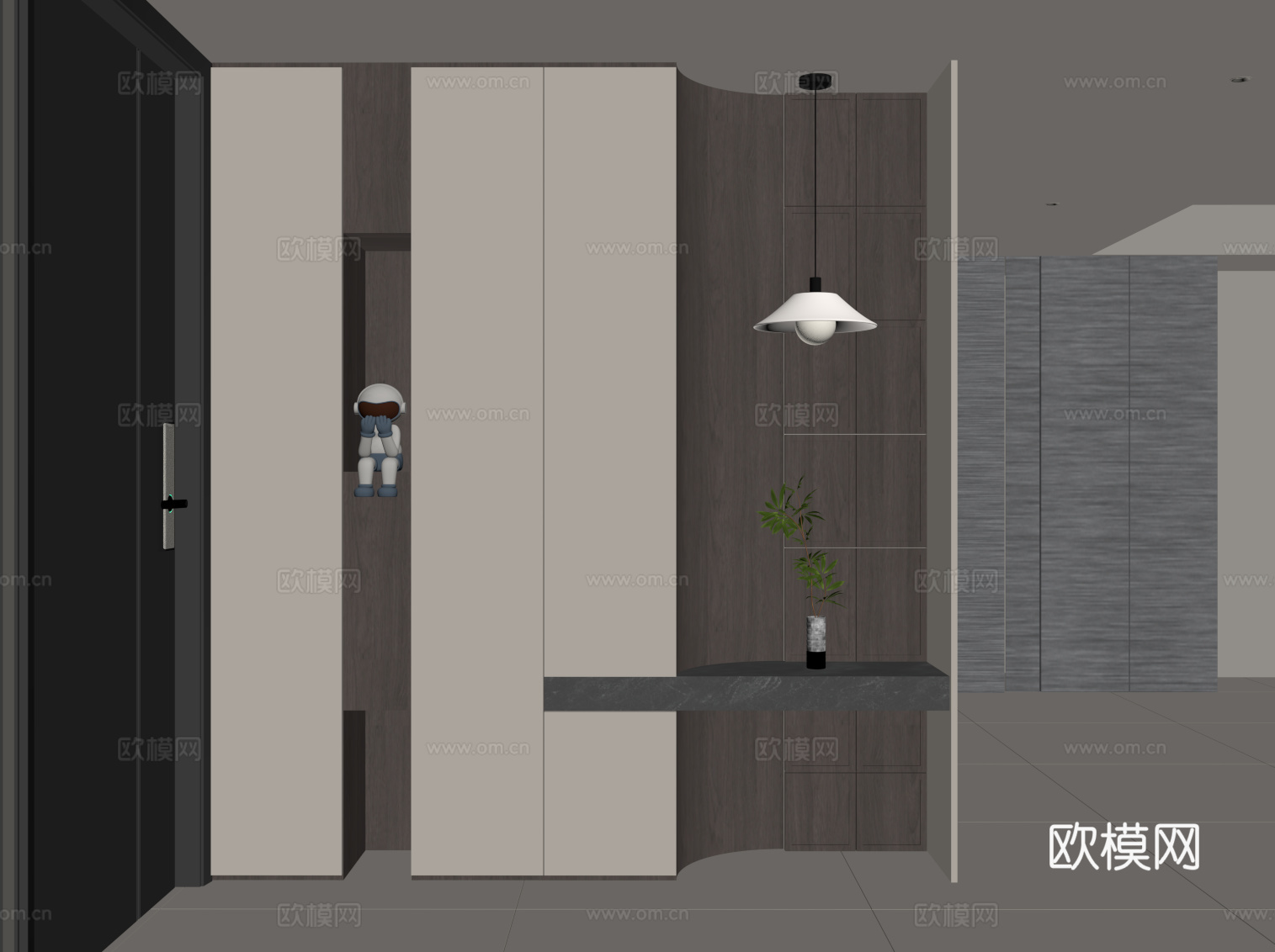 现代意式鞋柜 入户鞋柜su模型