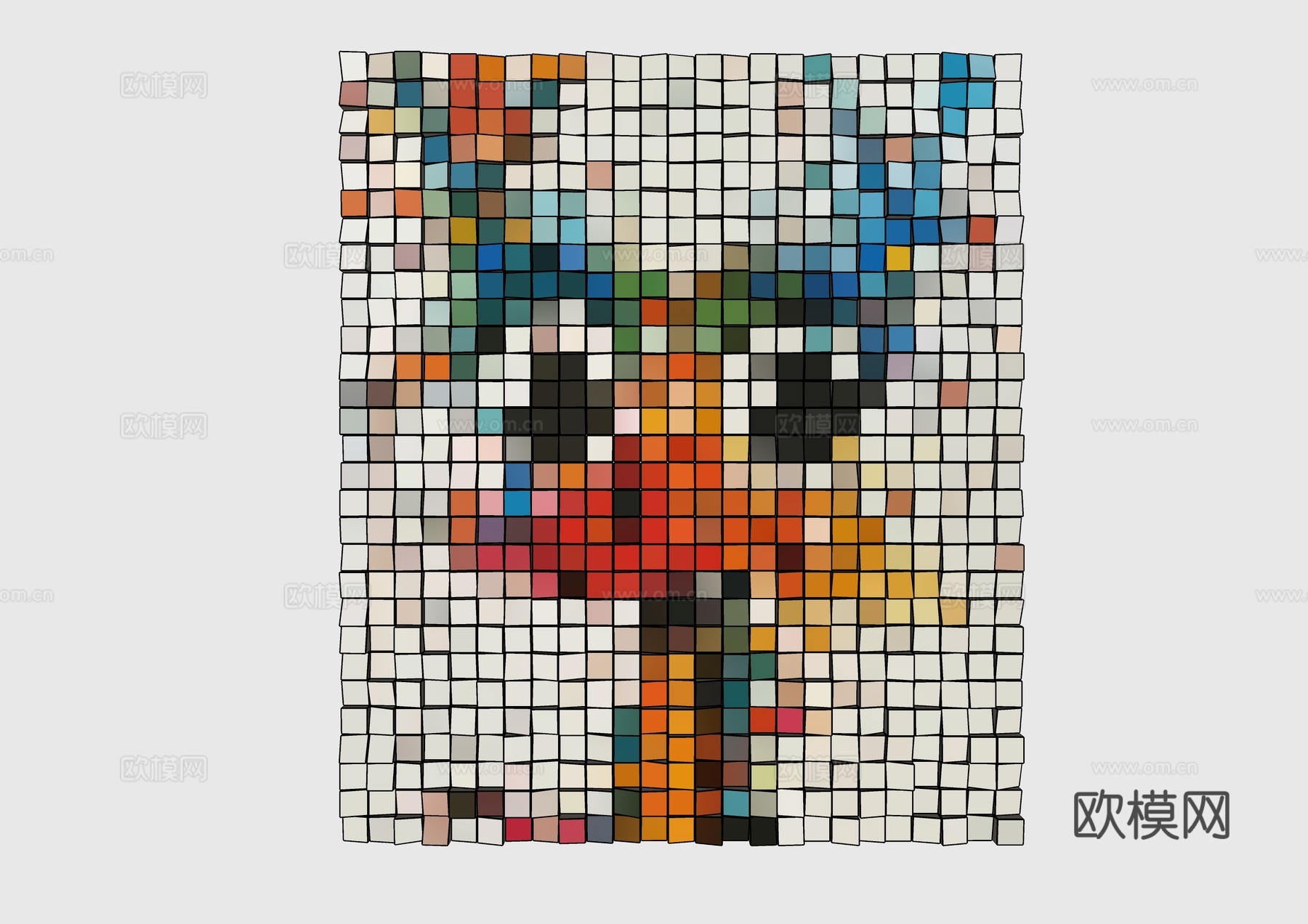 墙面装饰 马赛克墙壁 艺术背景墙 渐变方块背景墙 文化石 玄su模型