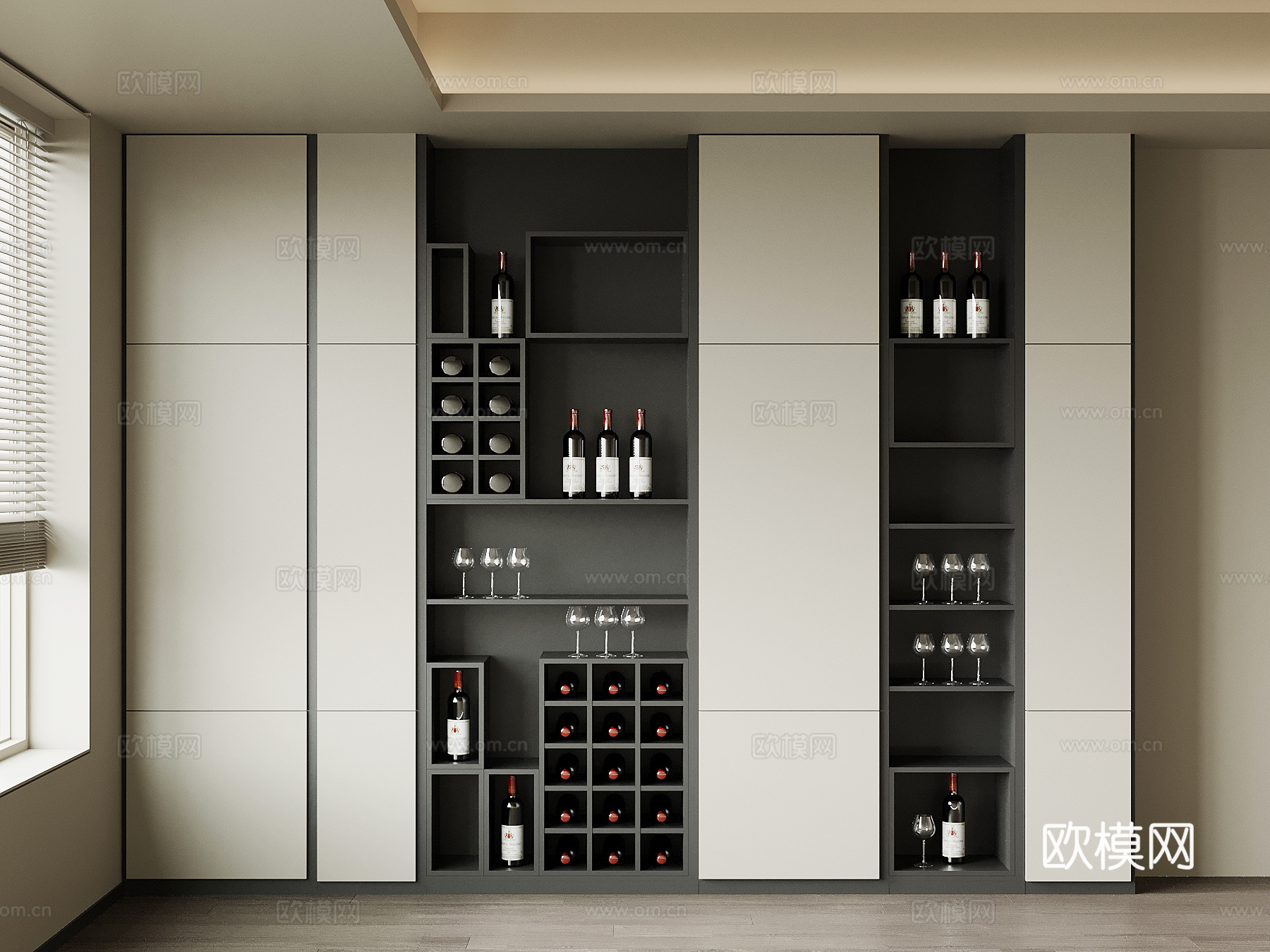 现代意式酒柜su模型