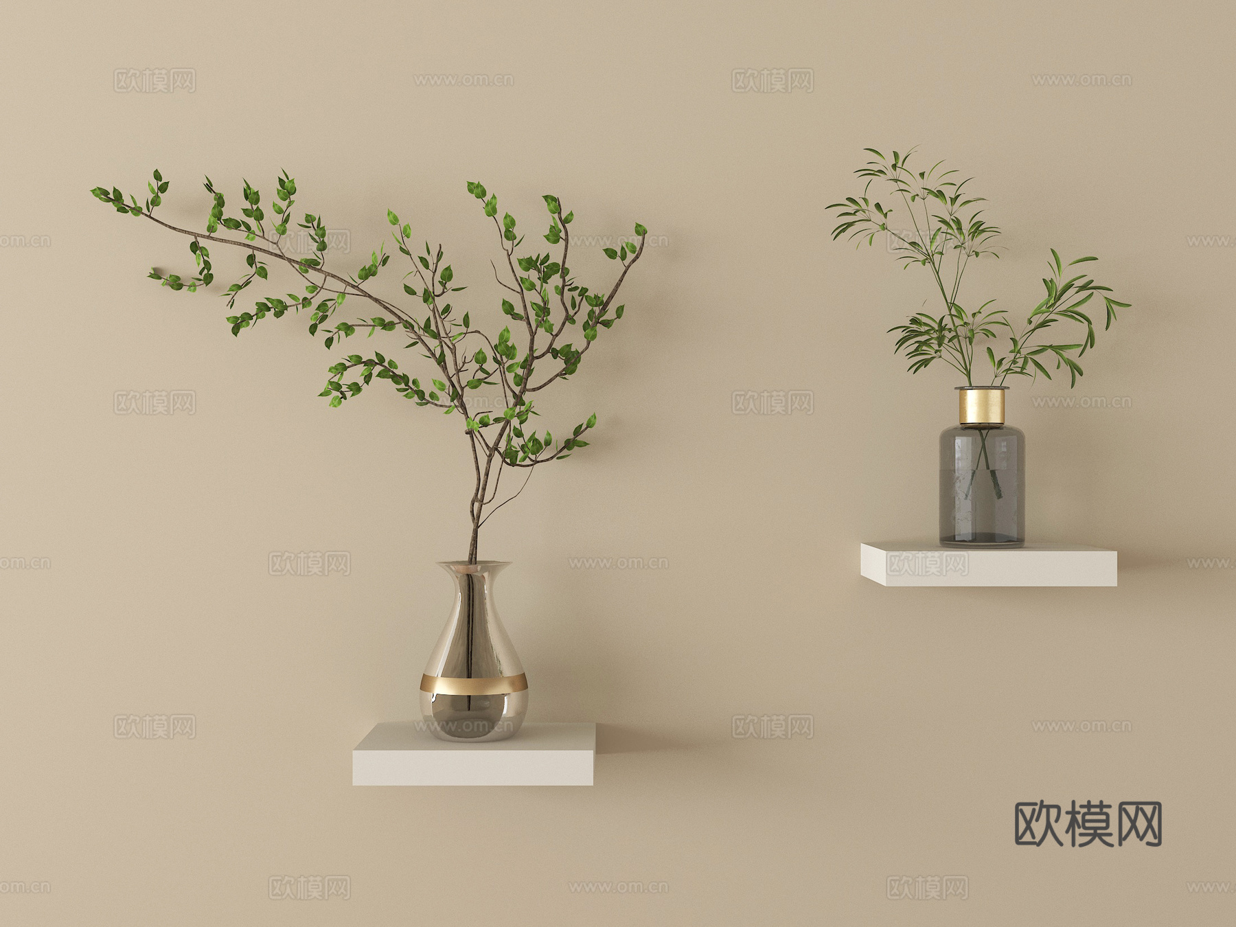 现代花瓶 绿植 盆栽 摆件su模型