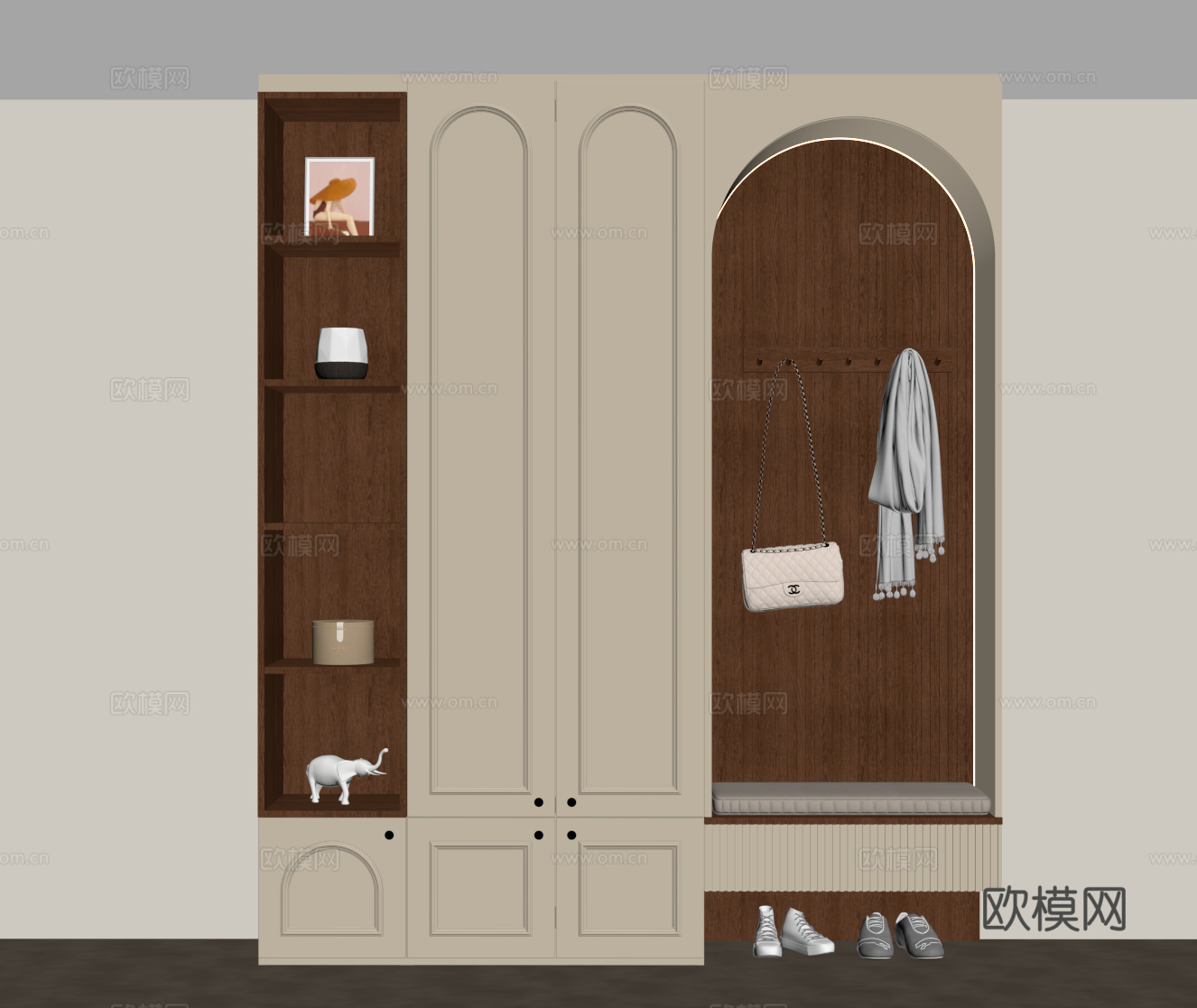 法式中古风鞋柜 入户鞋柜su模型