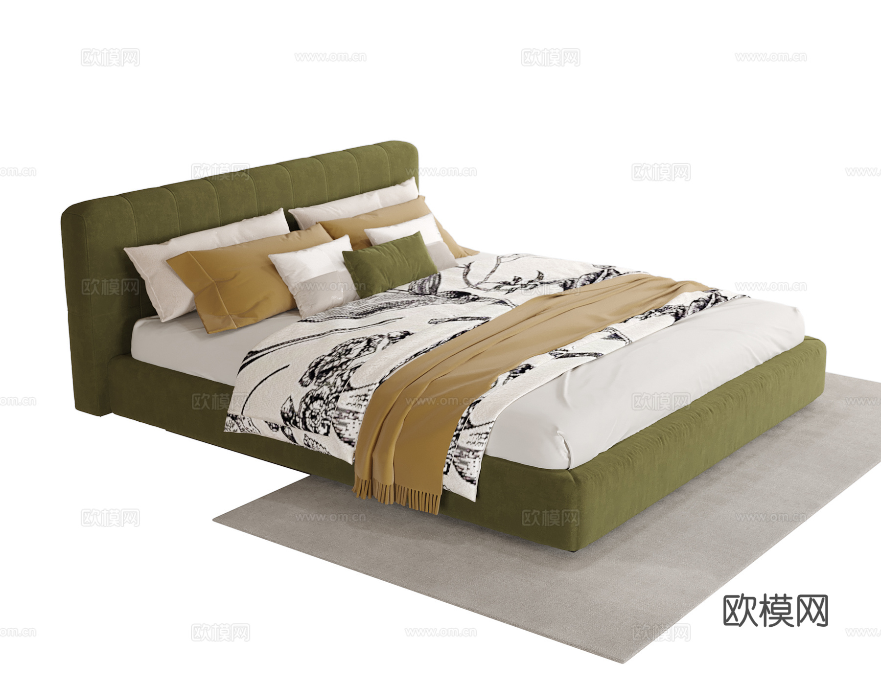 现代单人床 儿童床su模型