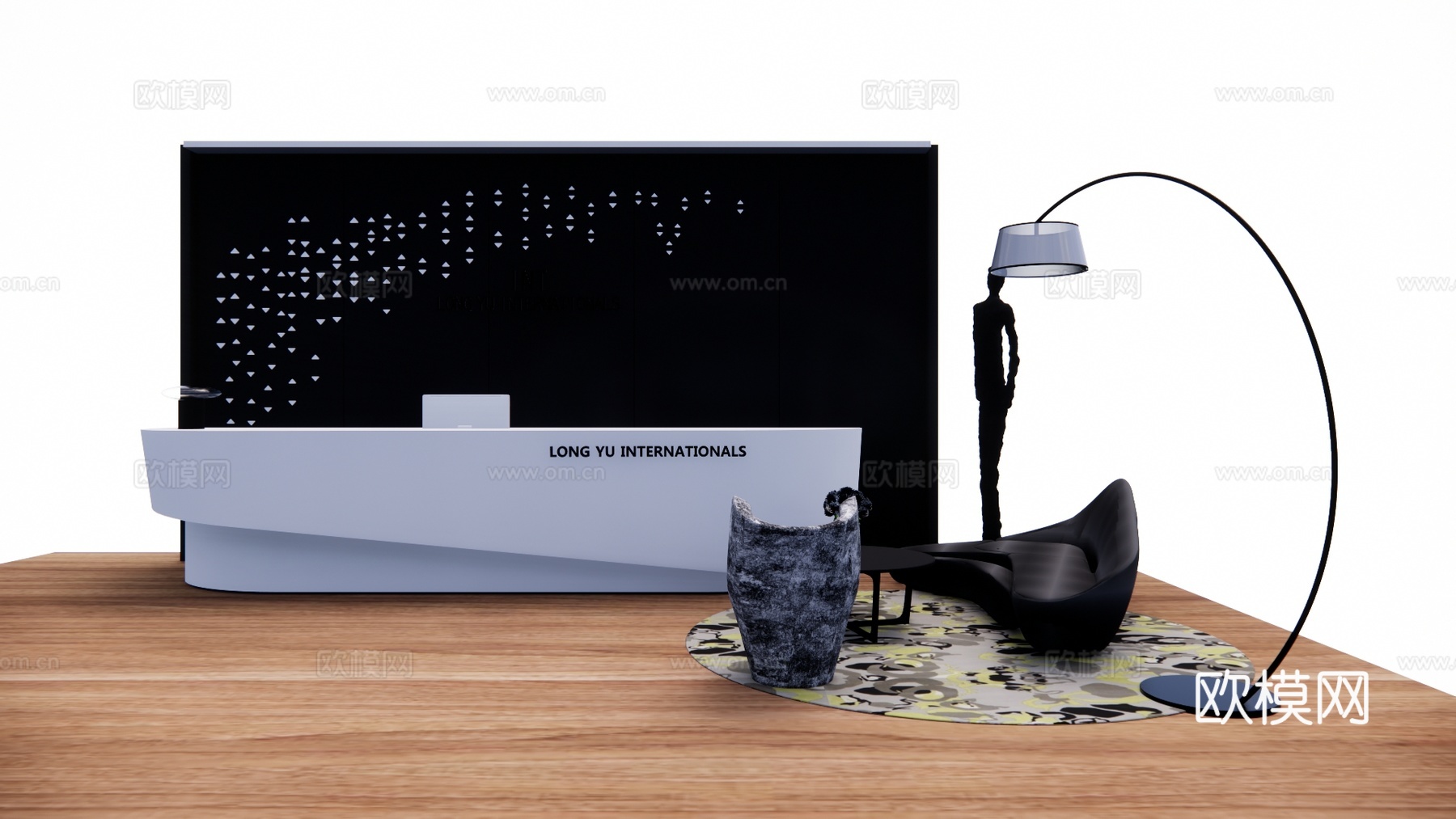 电脑 办公 前台接待 酒店前台 大厅 办公空间su模型