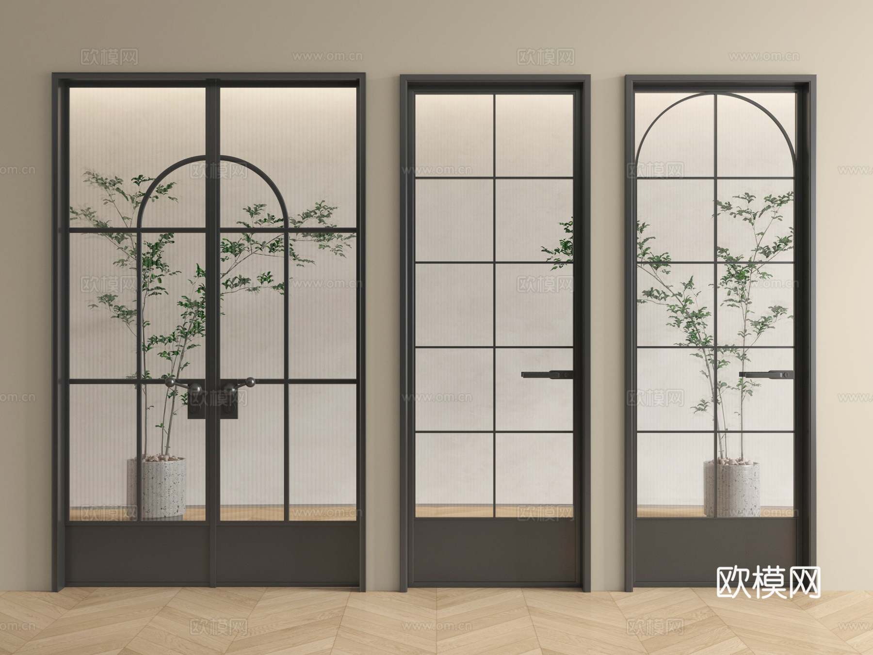 法式玻璃门 单开门 平开门 双开门 阳台门 厨卫门su模型