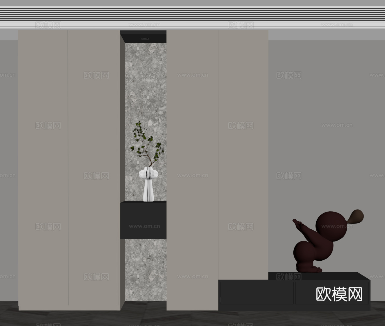 现代意式玄关柜 鞋柜su模型