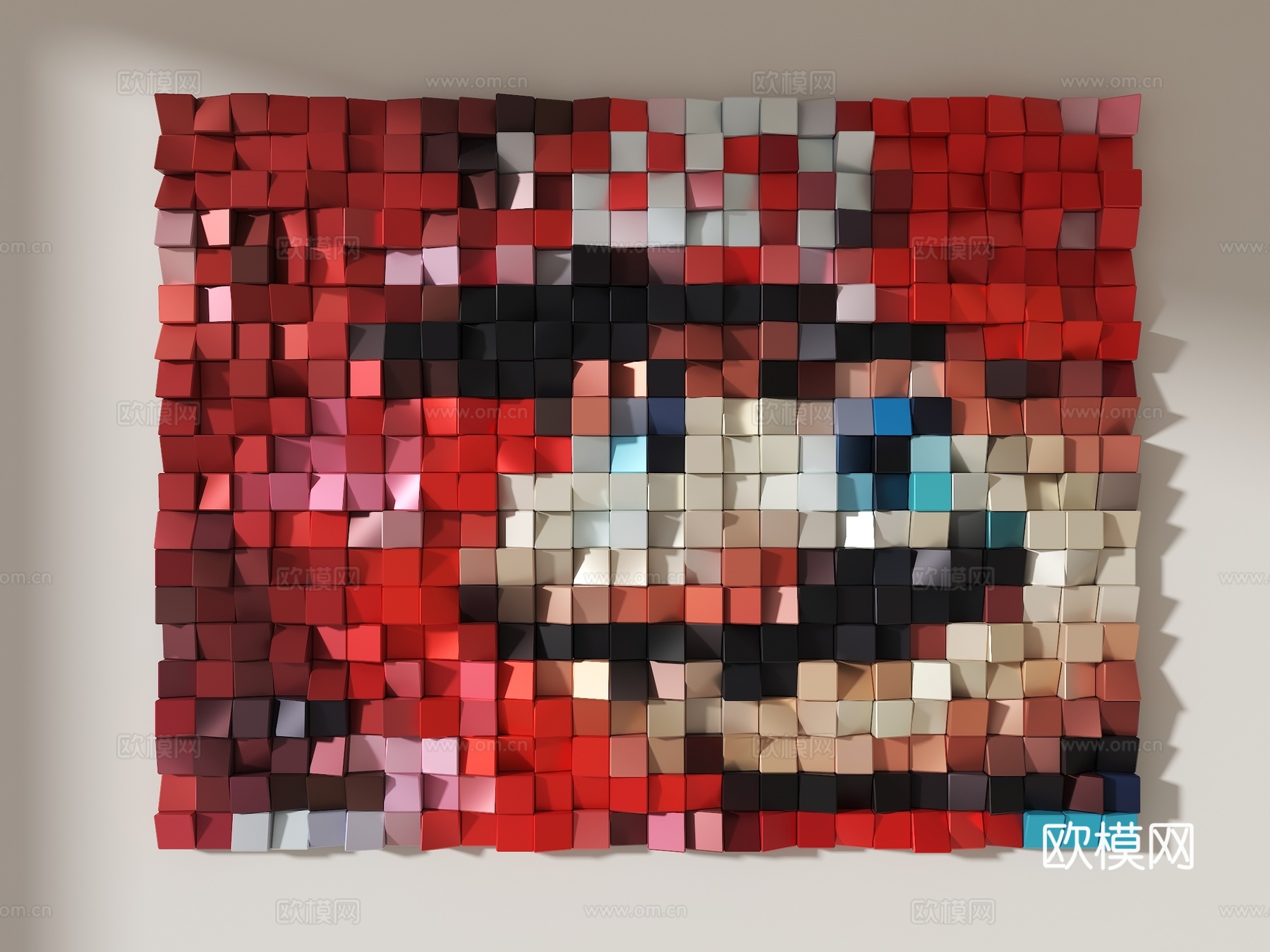 墙面装饰 马赛克墙壁 艺术背景墙 渐变方块背景墙 文化石 玄su模型