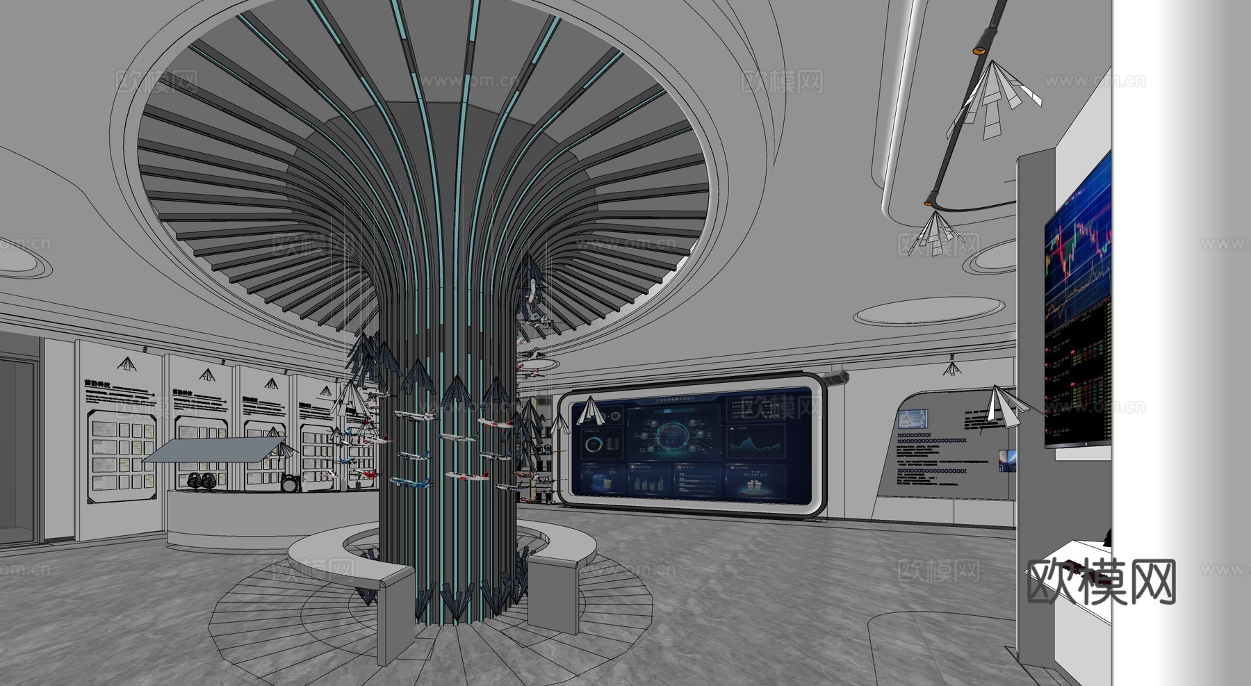现代科技展厅  企业文化展厅su模型