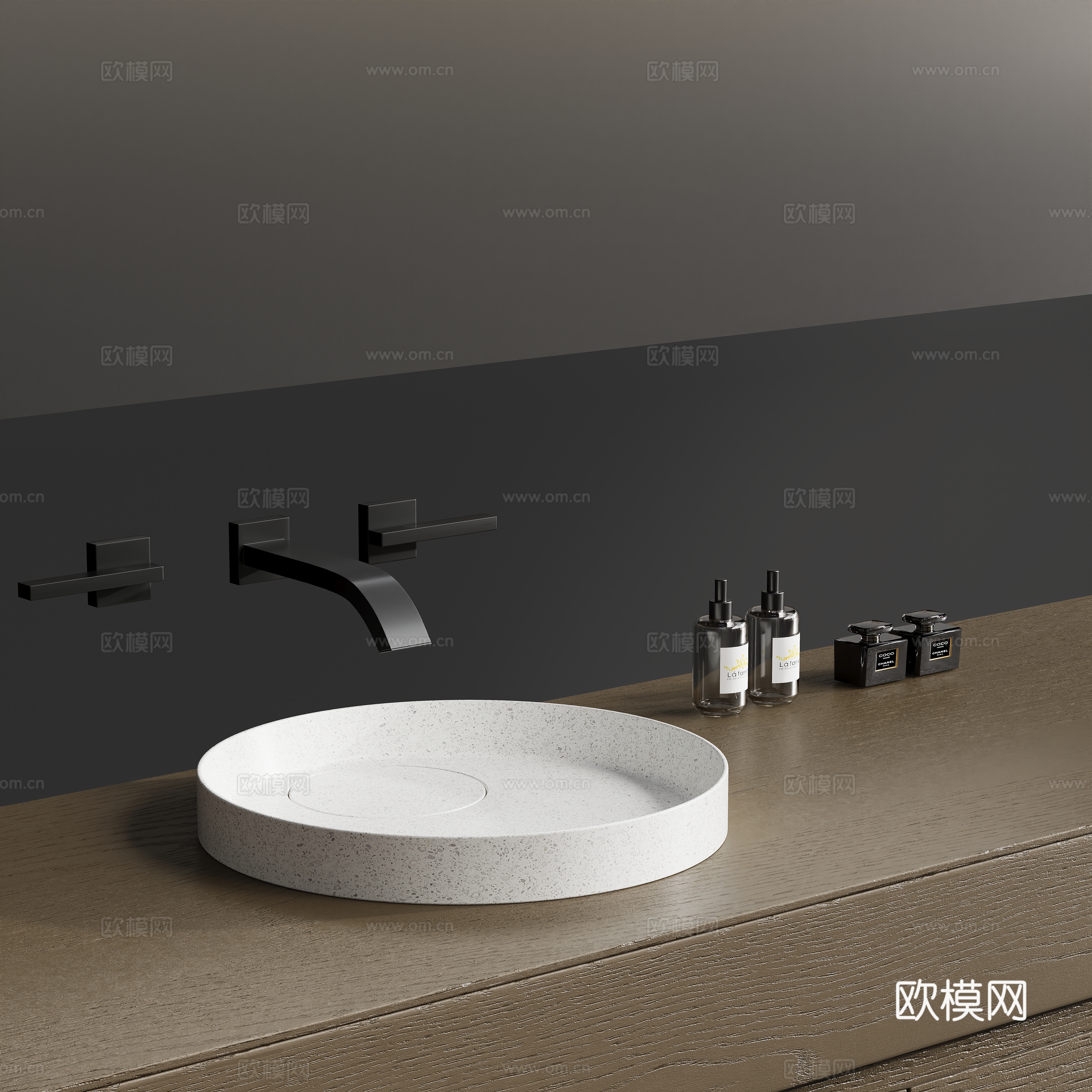 极简洗手盆浴室柜su模型