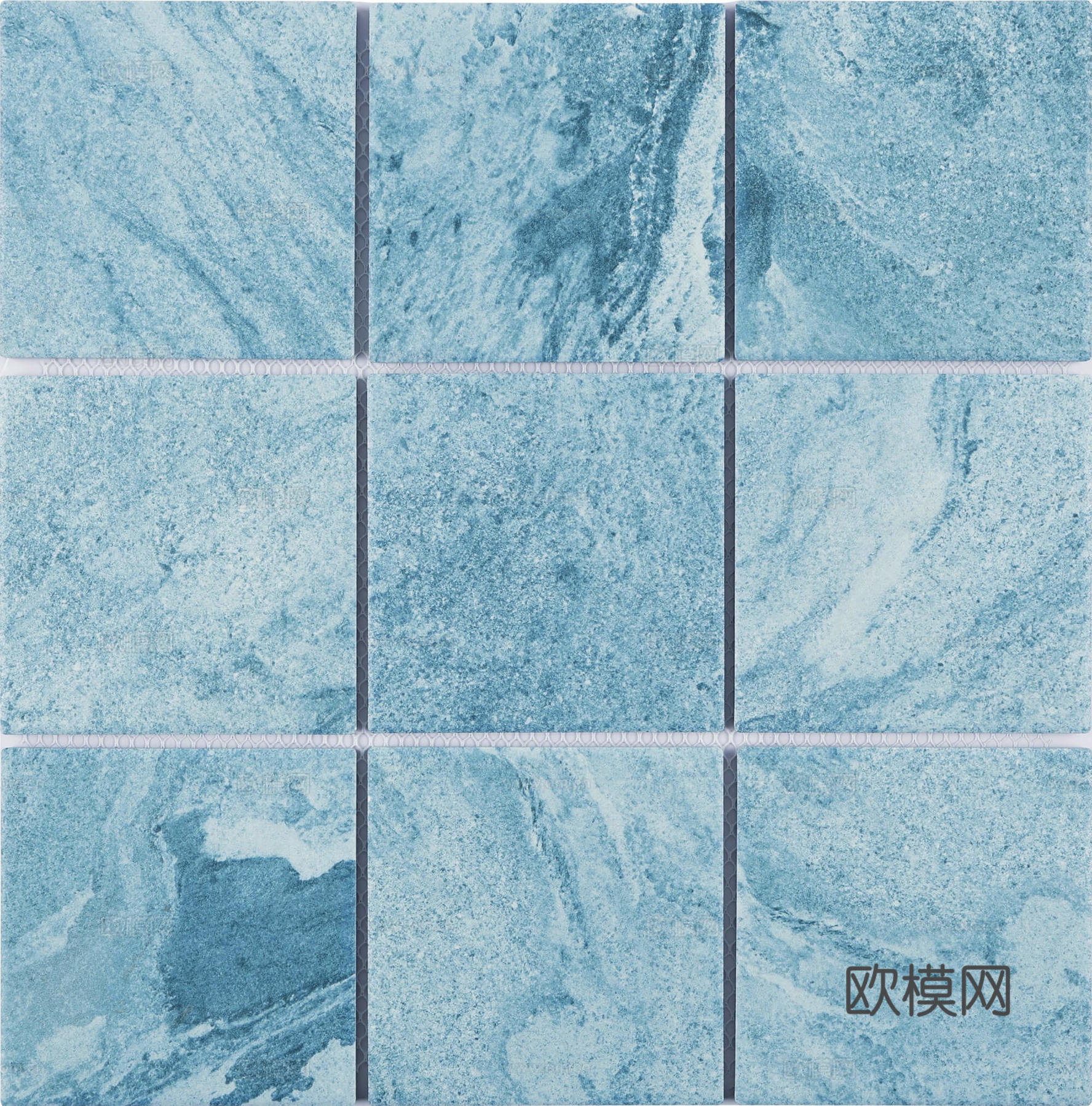 现代复古石材马赛克_天蓝色马赛克砖_蓝色方格马赛克砖_马赛克