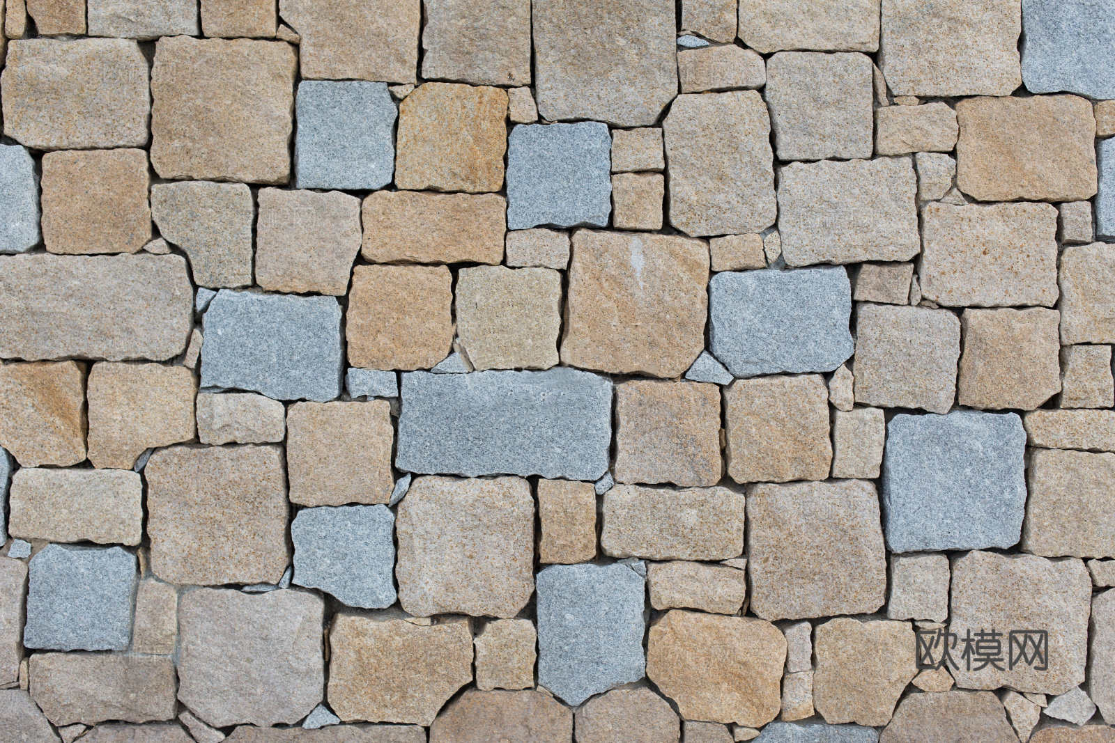 规则矩形形态干垒石，毛石墙面51