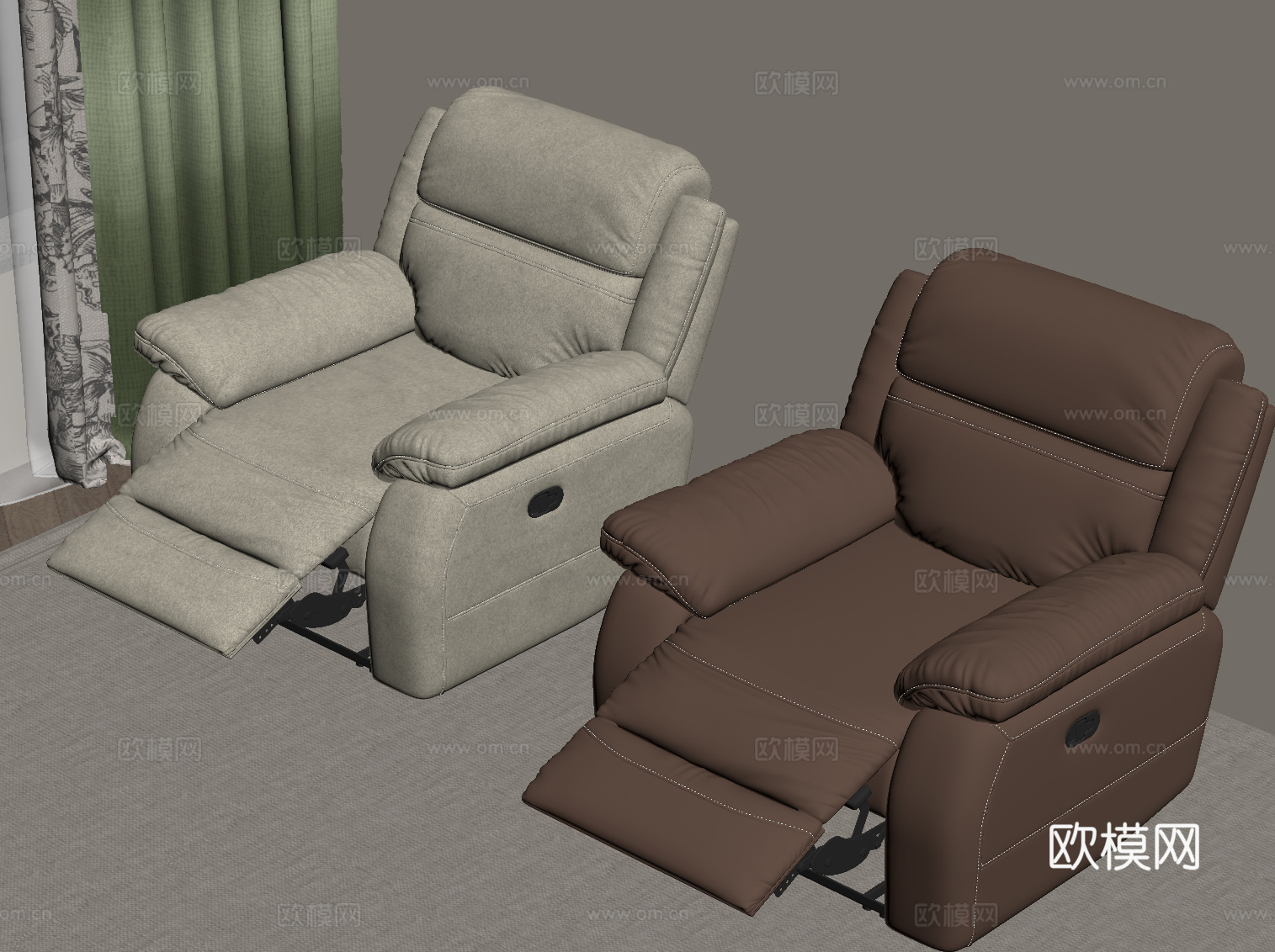 现代按摩椅 皮革椅su模型
