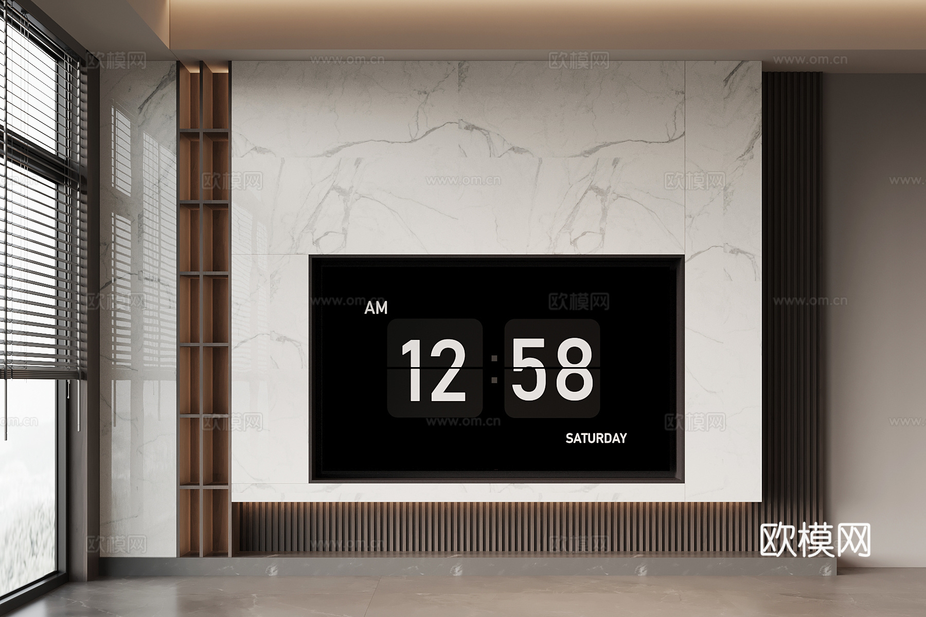 现代意式背景墙 电视背景墙su模型