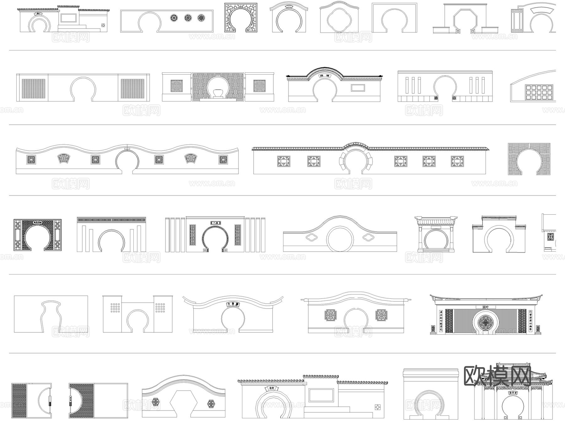 2026年最新月洞门宝瓶门海棠门CAD图库cad施工图