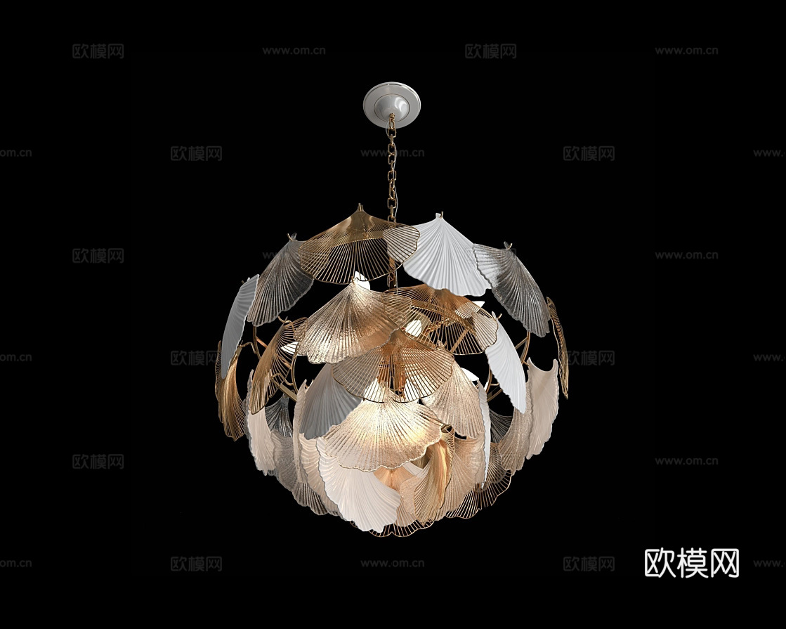 Cloyd 轻奢叶子吊灯3d模型下载（渲染图3）