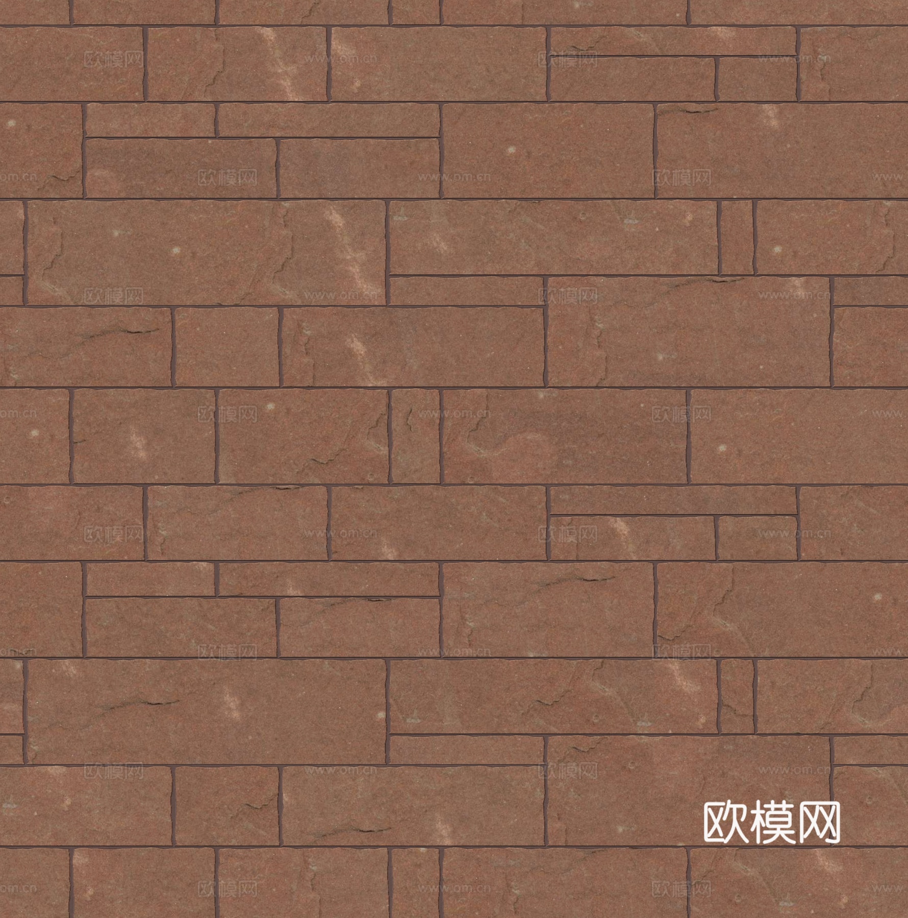 暗红色红色砂岩石板-大小错拼错缝3