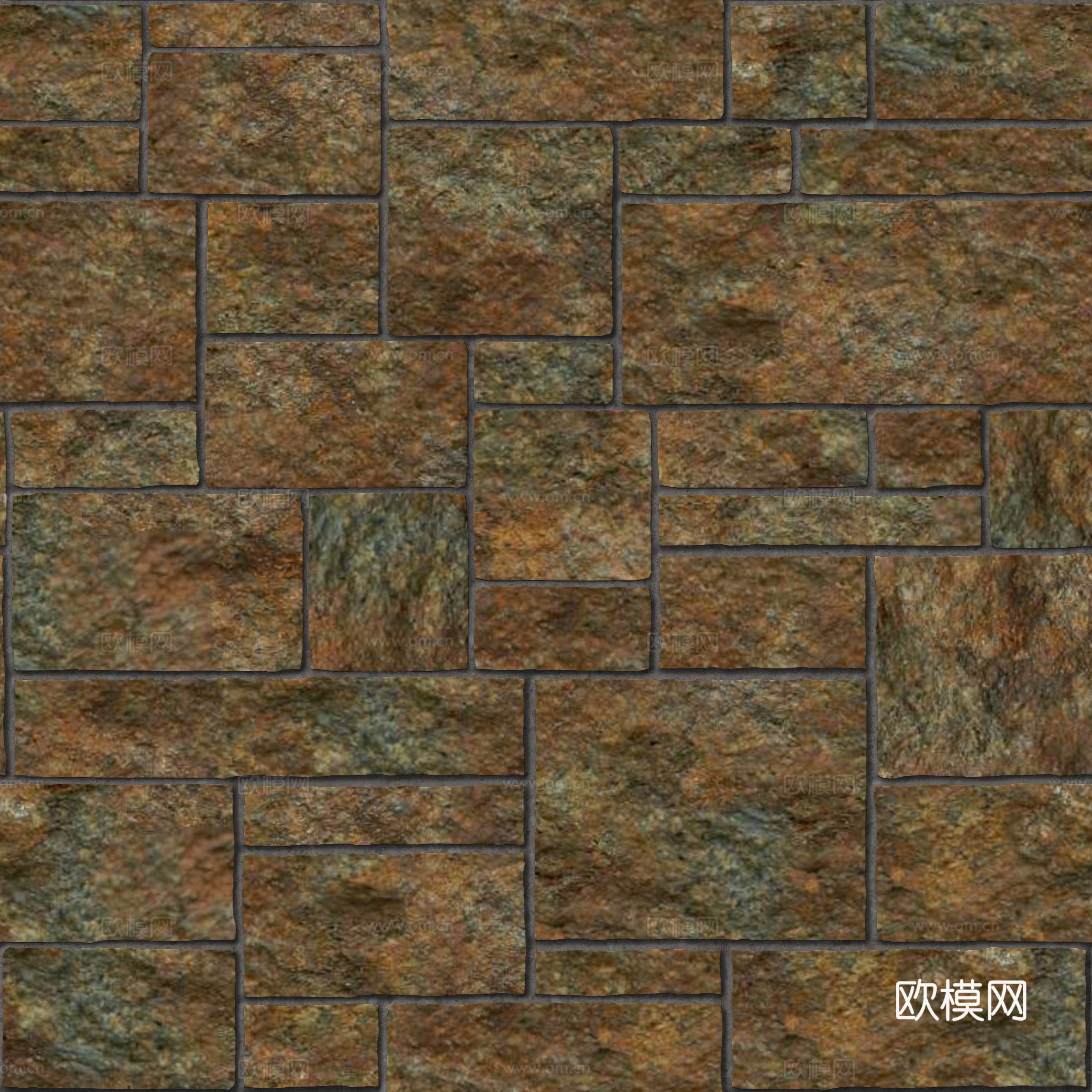 暗红色红色砂岩石板-大小错拼错缝25