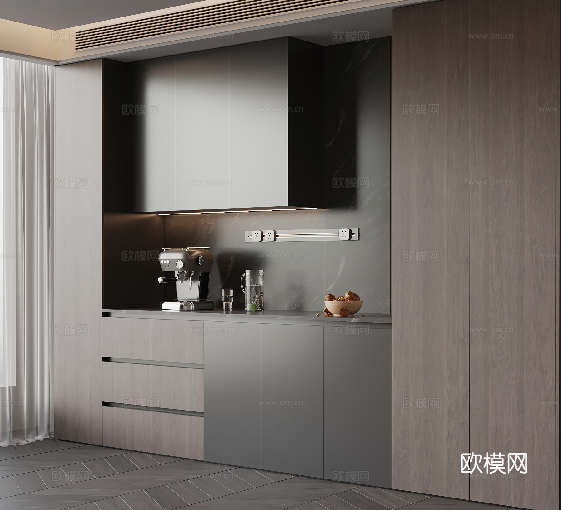 现代意式餐边柜su模型