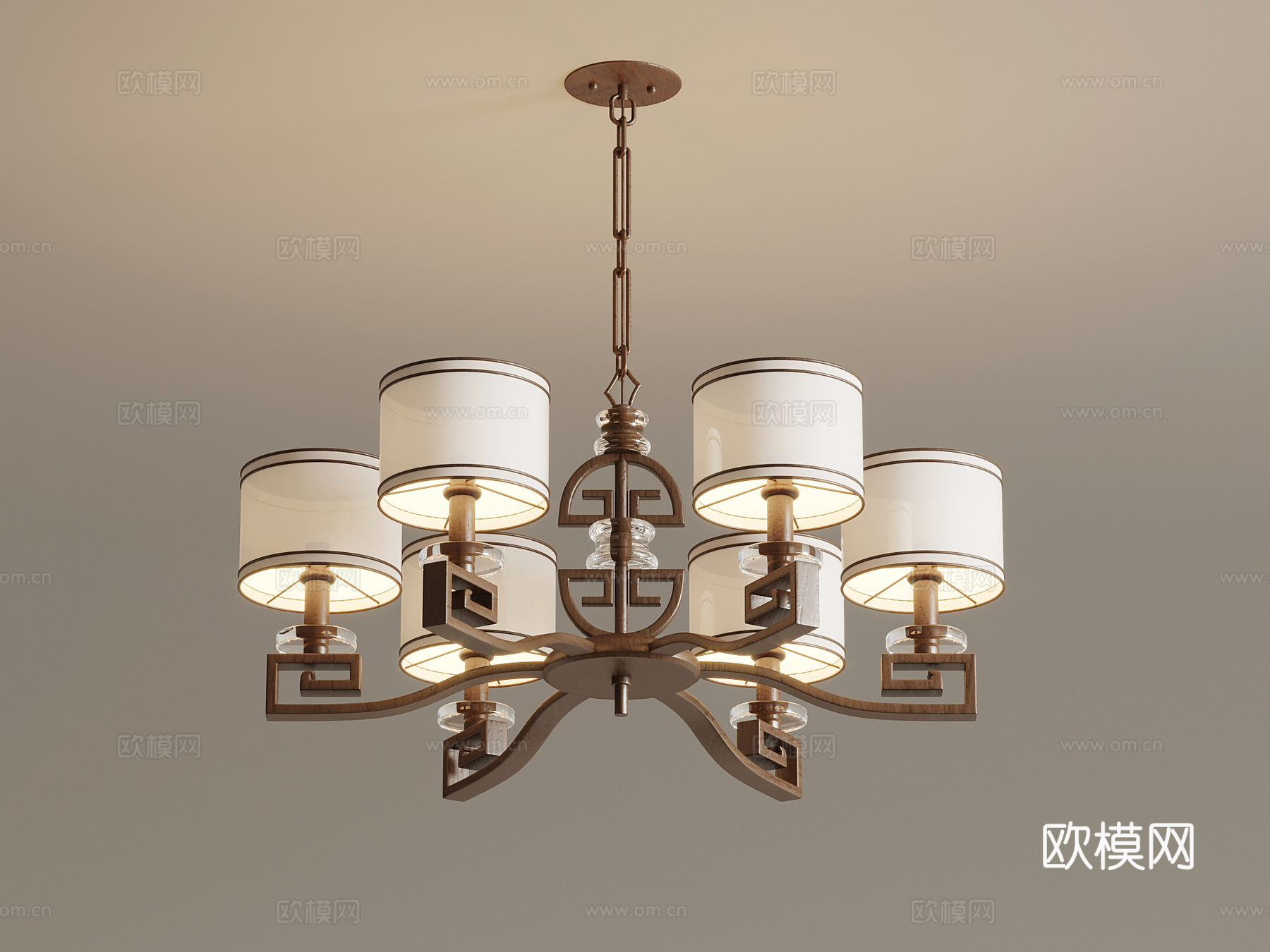 新中式吊灯 客厅吊灯su模型