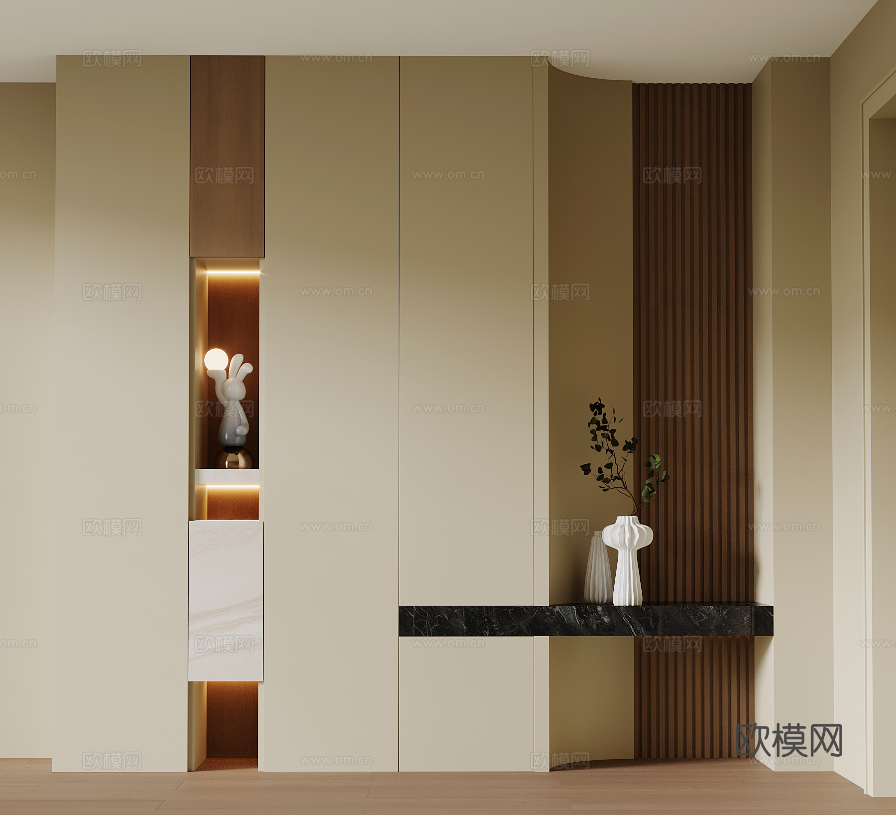 现代玄关 鞋柜su模型