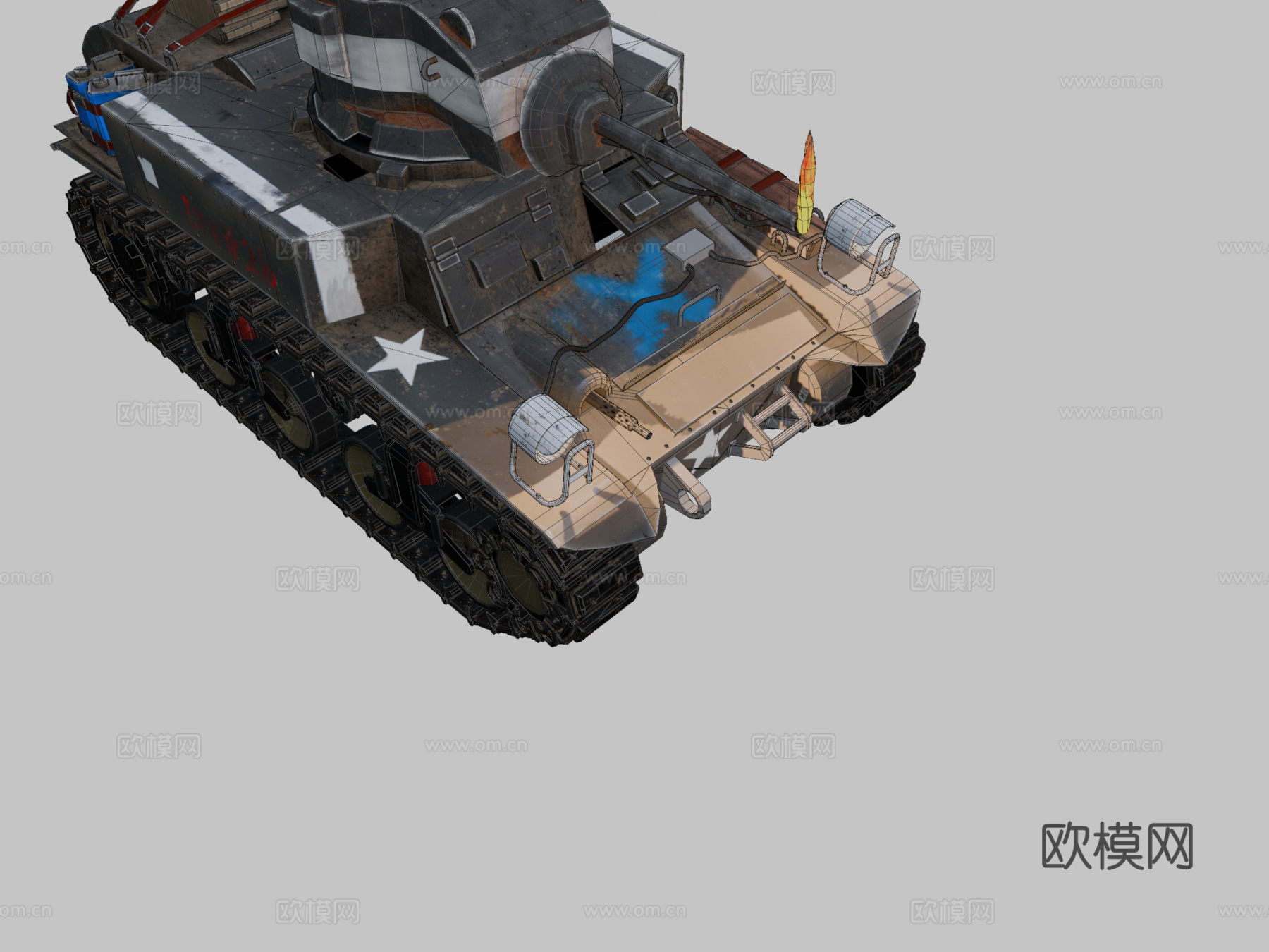斯图亚特M1坦克3d模型下载（渲染图2）