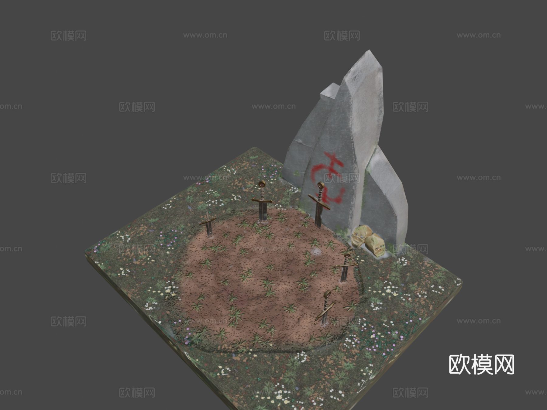 陨落剑士纪念碑3d模型下载（渲染图5）