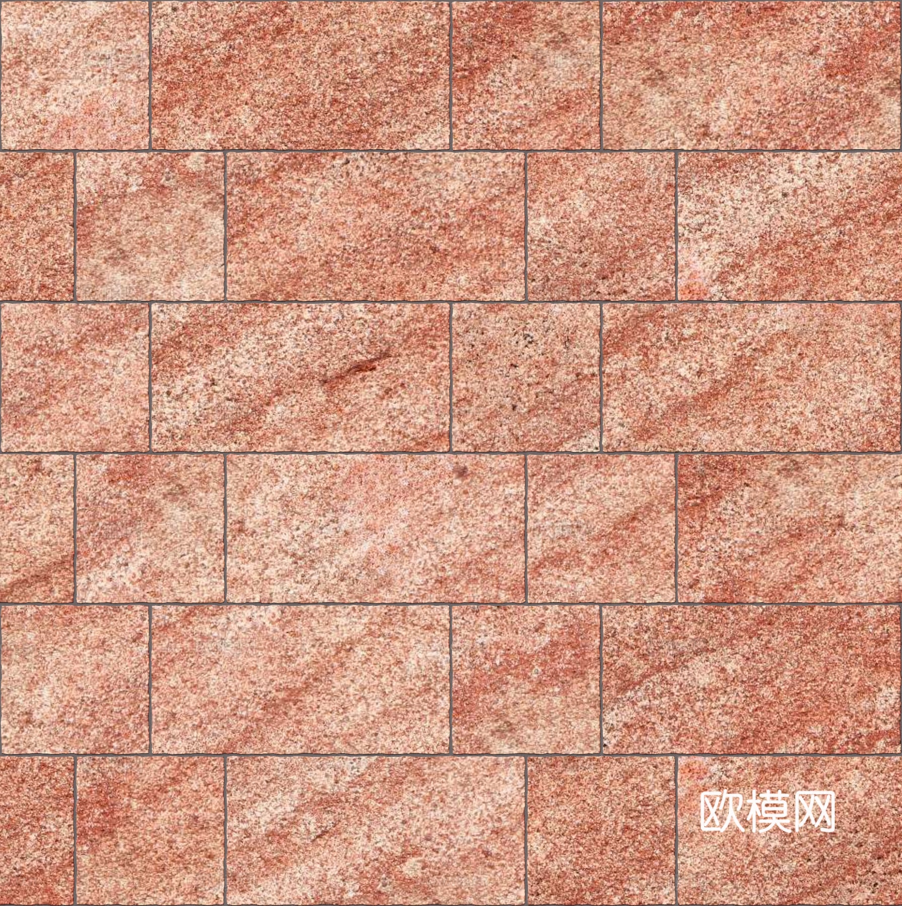 暗红色红色砂岩石板-宽窄间隔错缝46