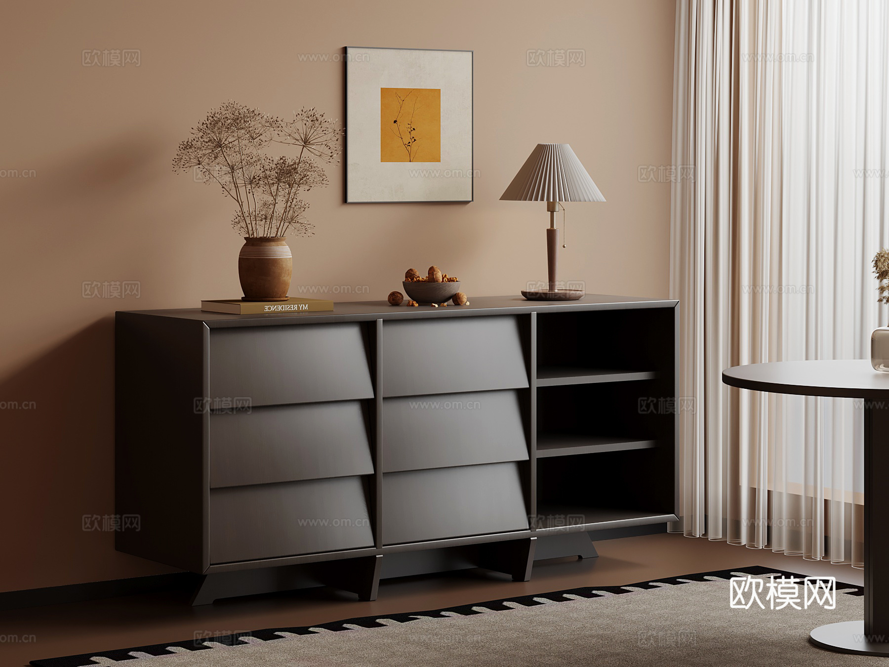 中古风玄关柜 边柜su模型