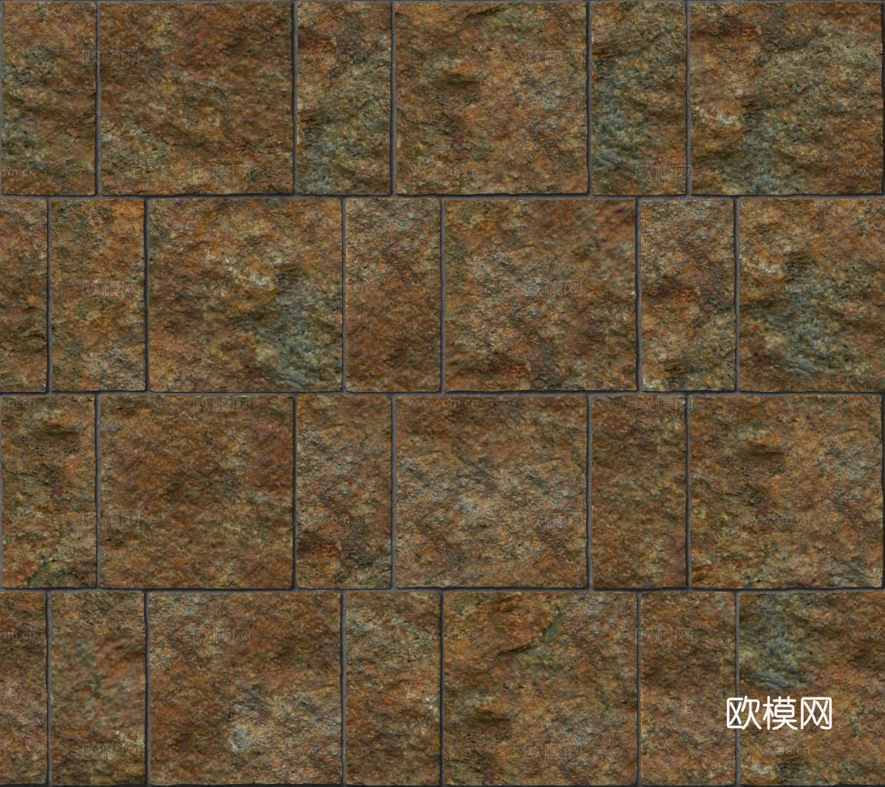 暗红色红色砂岩石板-宽窄间隔错缝23