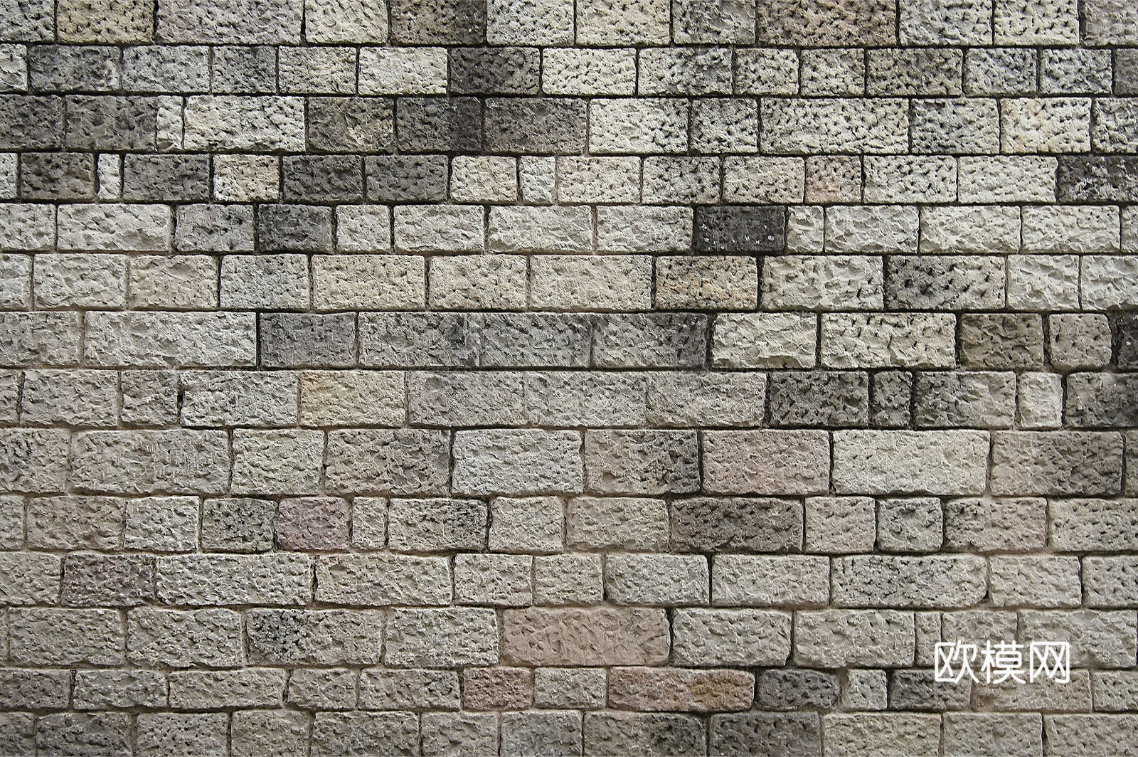 规则矩形形态干垒石，毛石墙面3