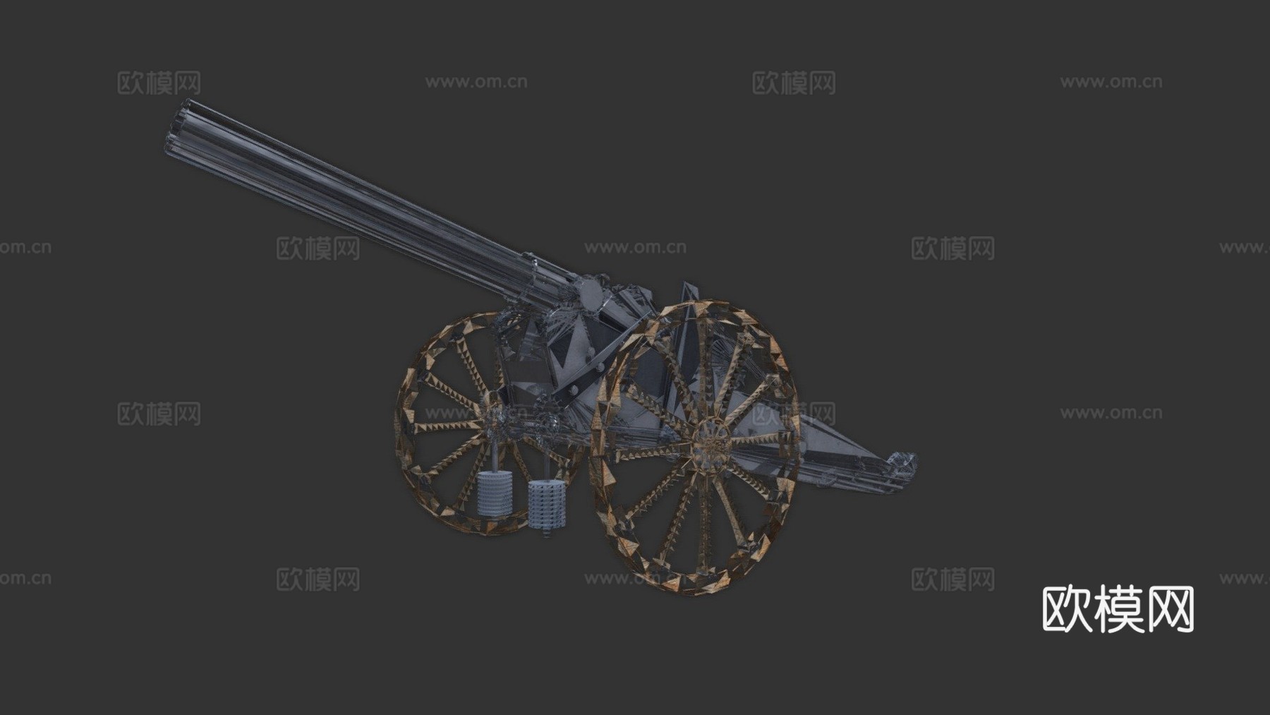 克虏伯75毫米1880型3d模型下载（渲染图1）