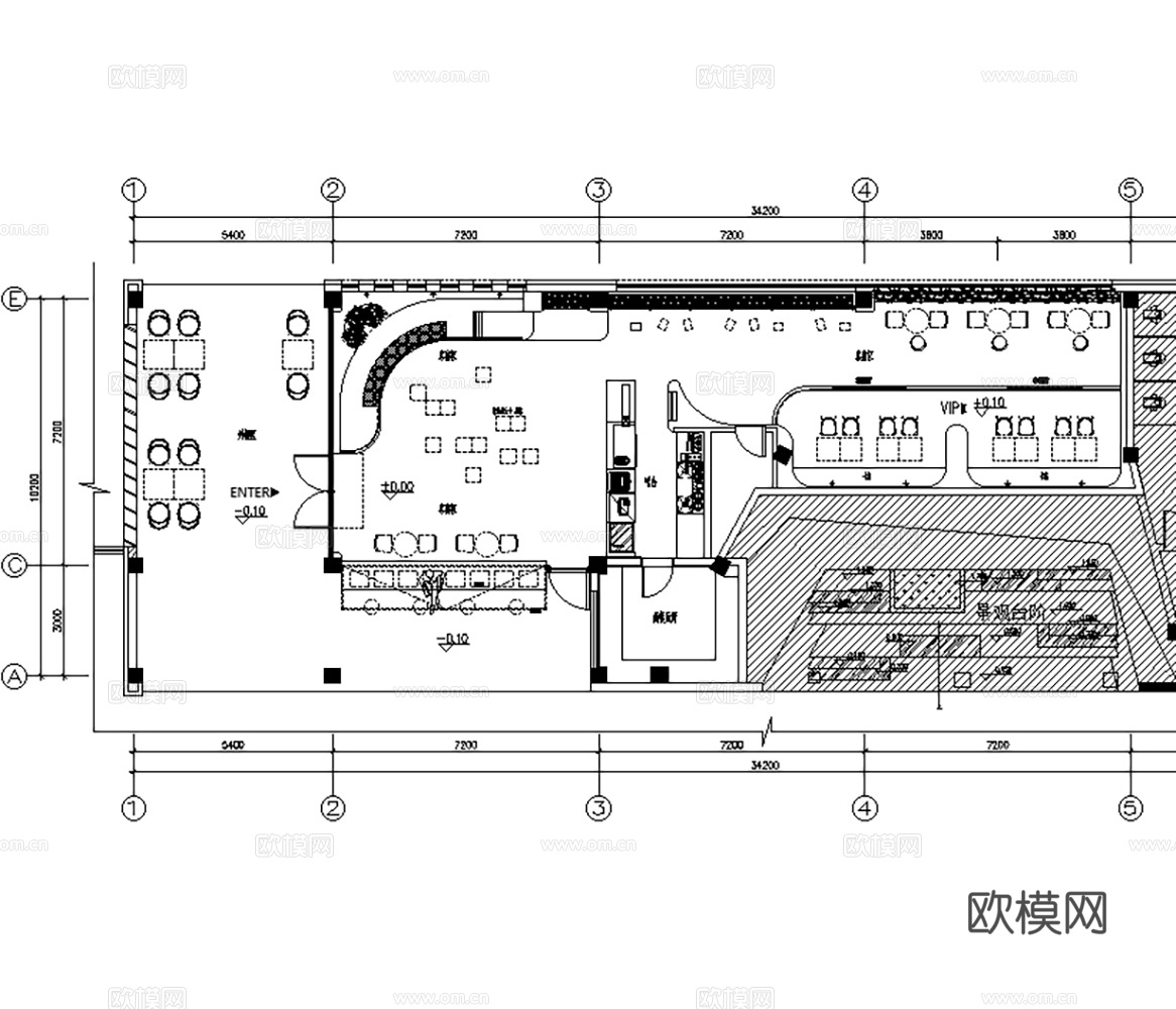 8套茶餐厅室内装饰装修CAD施工图效果图cad施工图