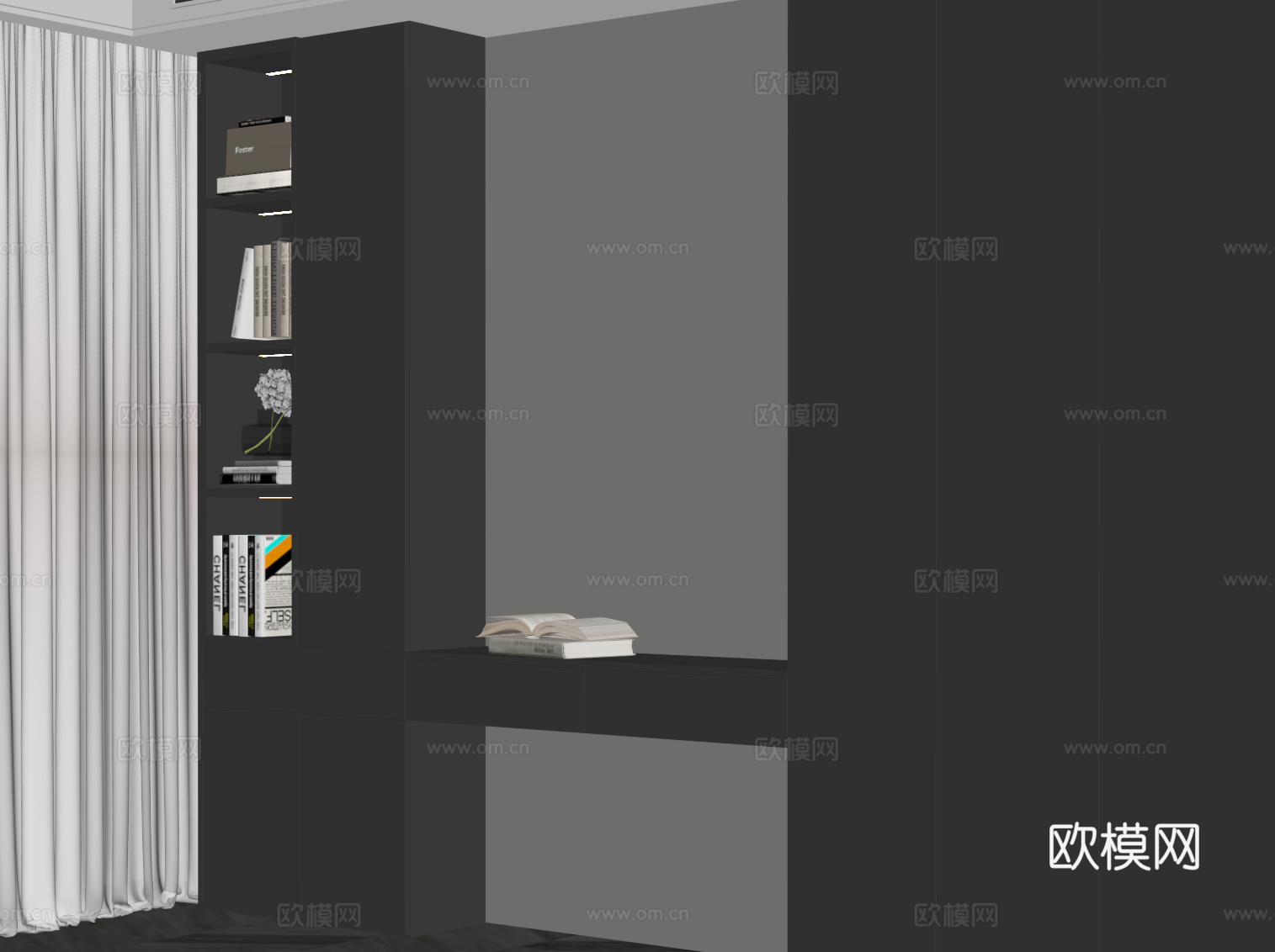 现代飘窗柜su模型