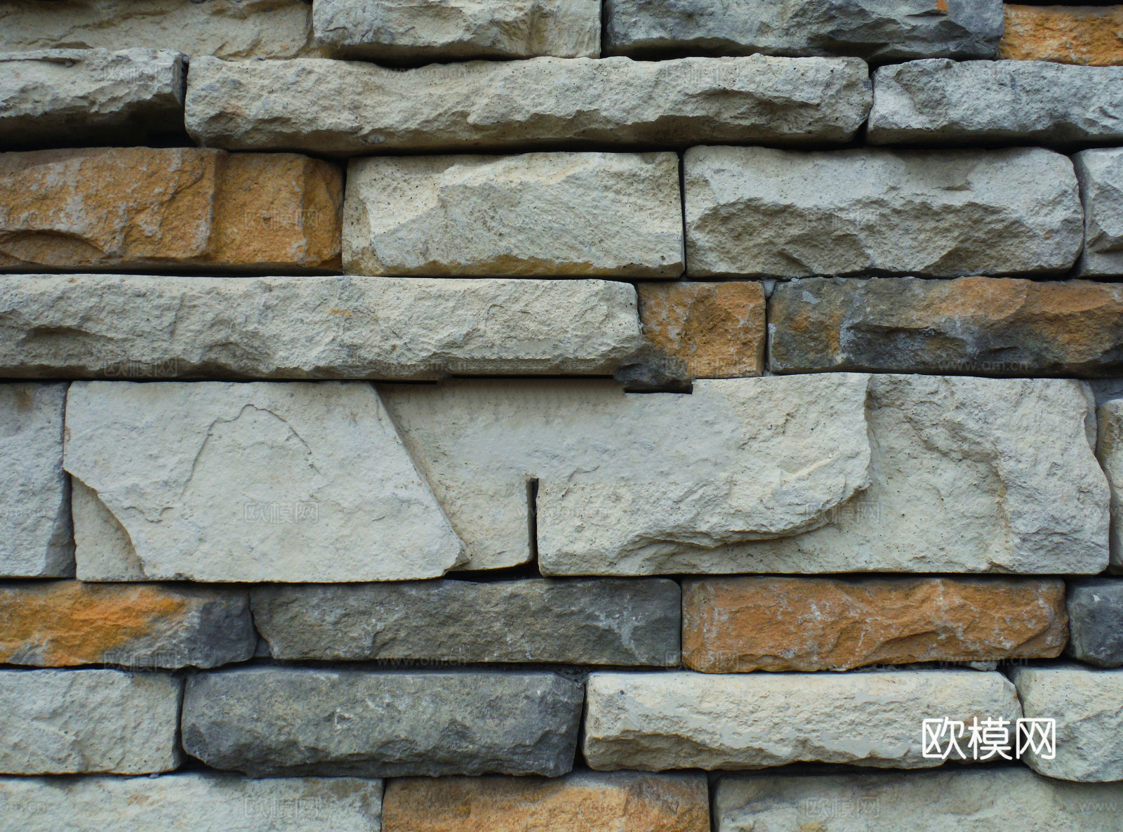 规则矩形形态干垒石，毛石墙面91